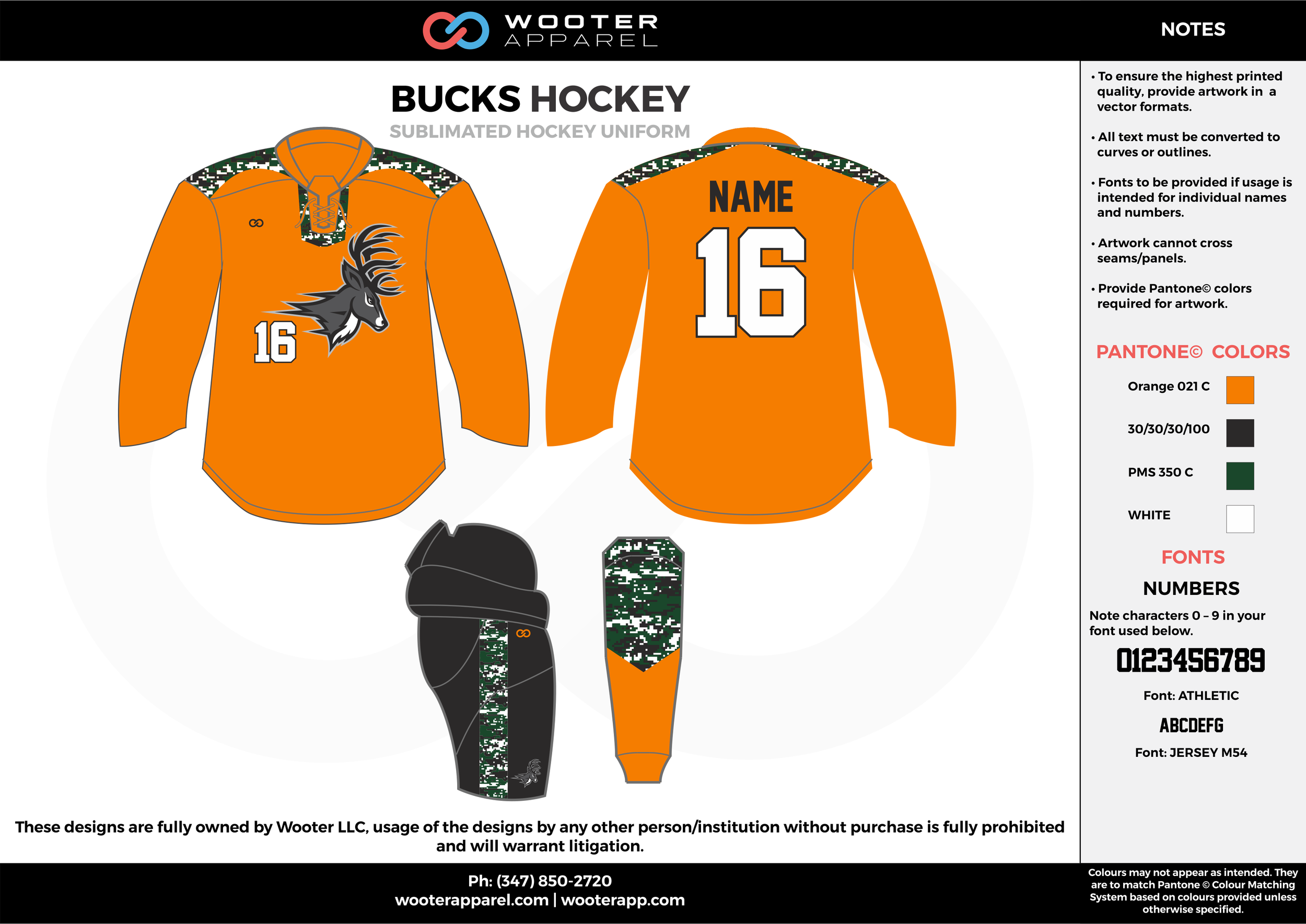 BUCKS HOCKEY orange black green white hockey uniforms jerseys socks