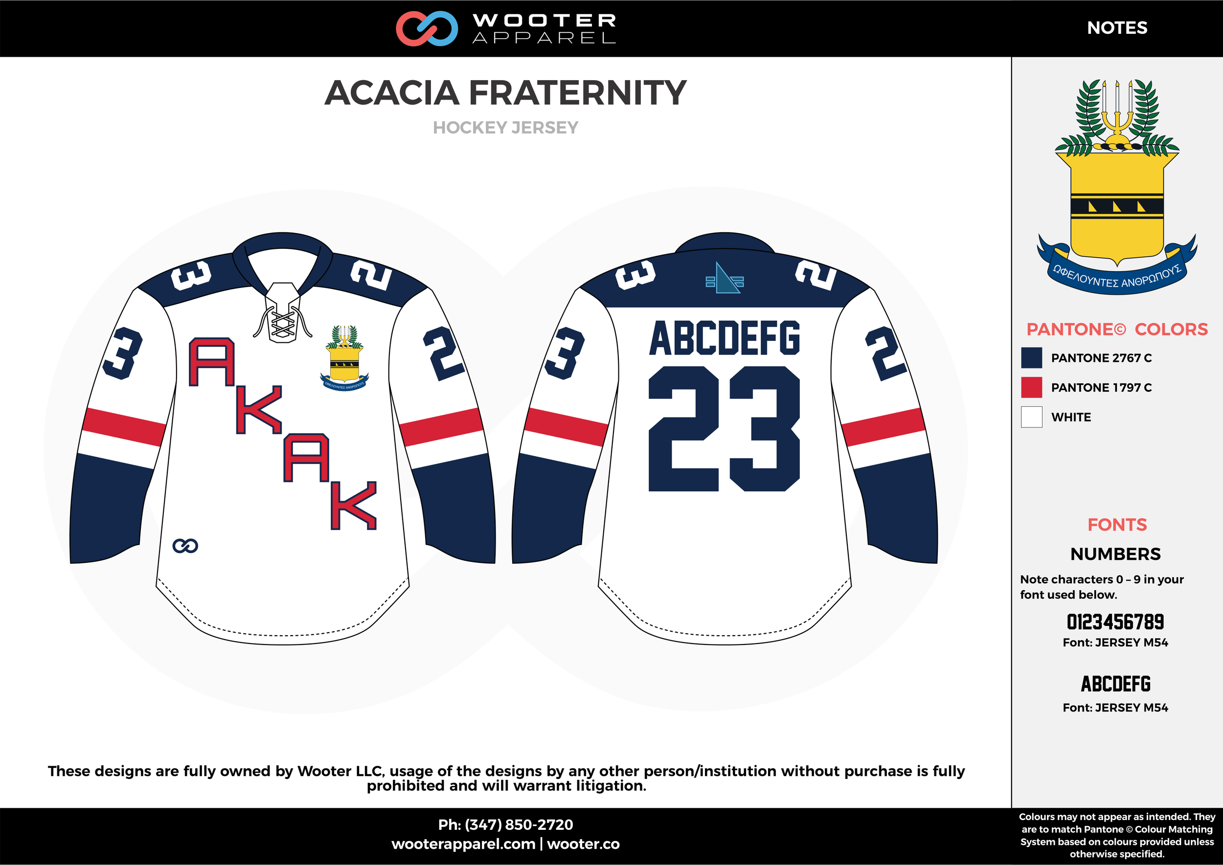 ACACIA FRATERNITY blue red white custom hockey uniforms jerseys