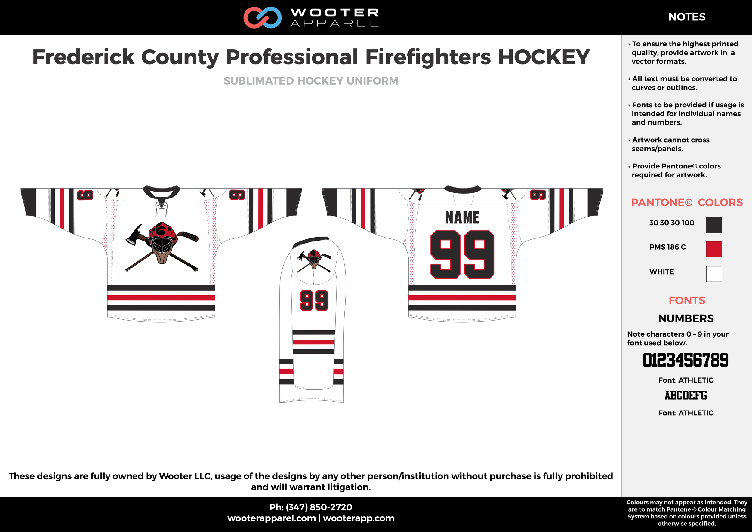Frederick County Professional Firefighters HOCKEY white red black hockey uniforms jerseys socks