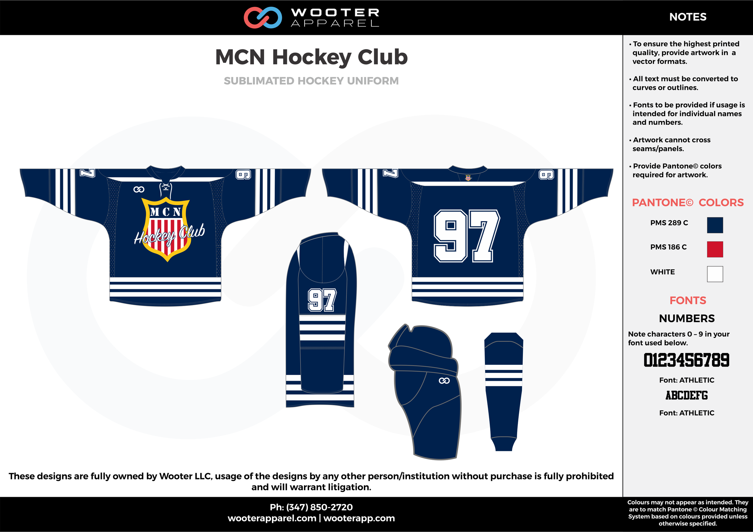 MCN Hockey Club blue white red hockey uniforms jerseys socks