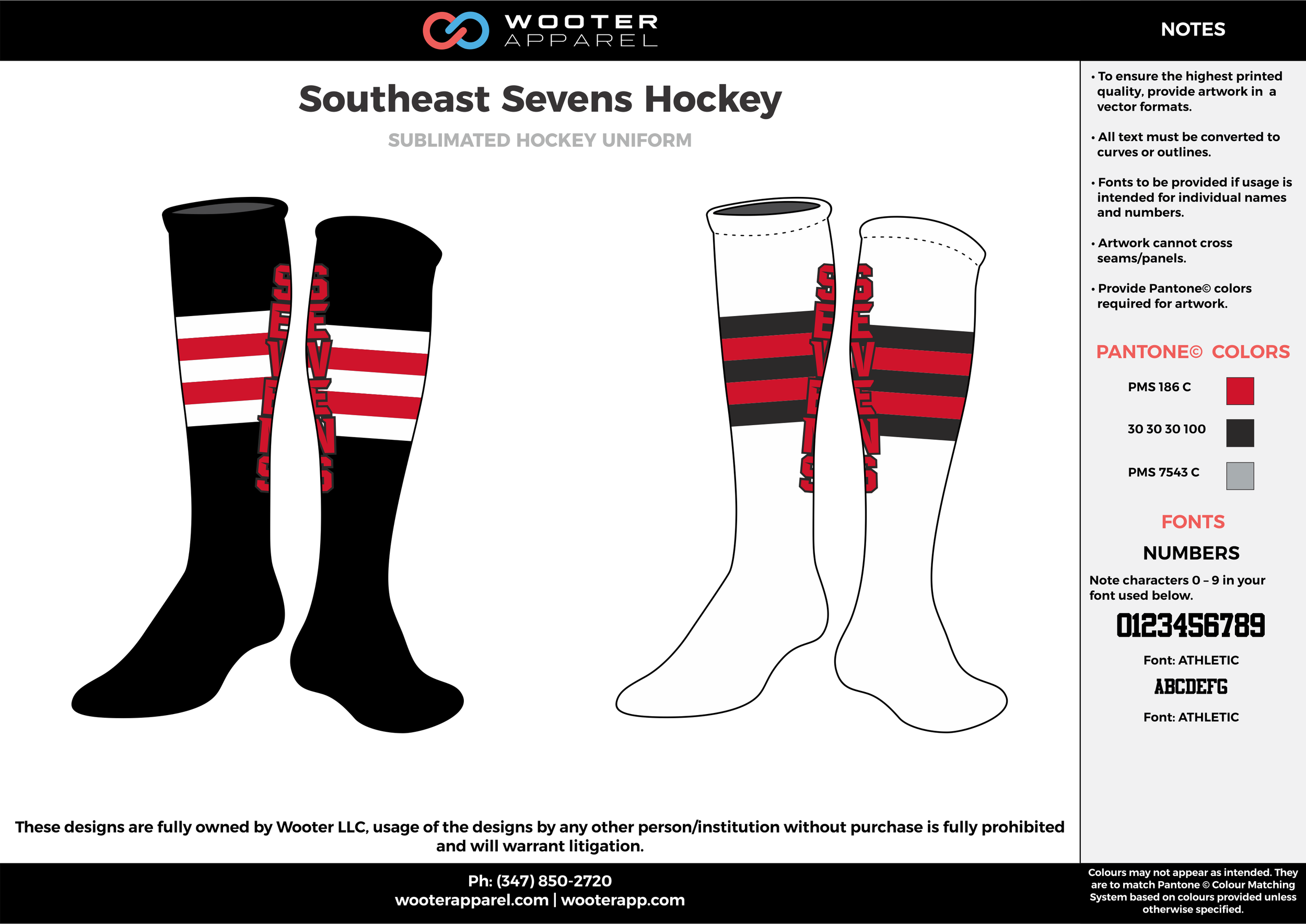 Southeast Sevens Hockey white black red hockey uniforms socks