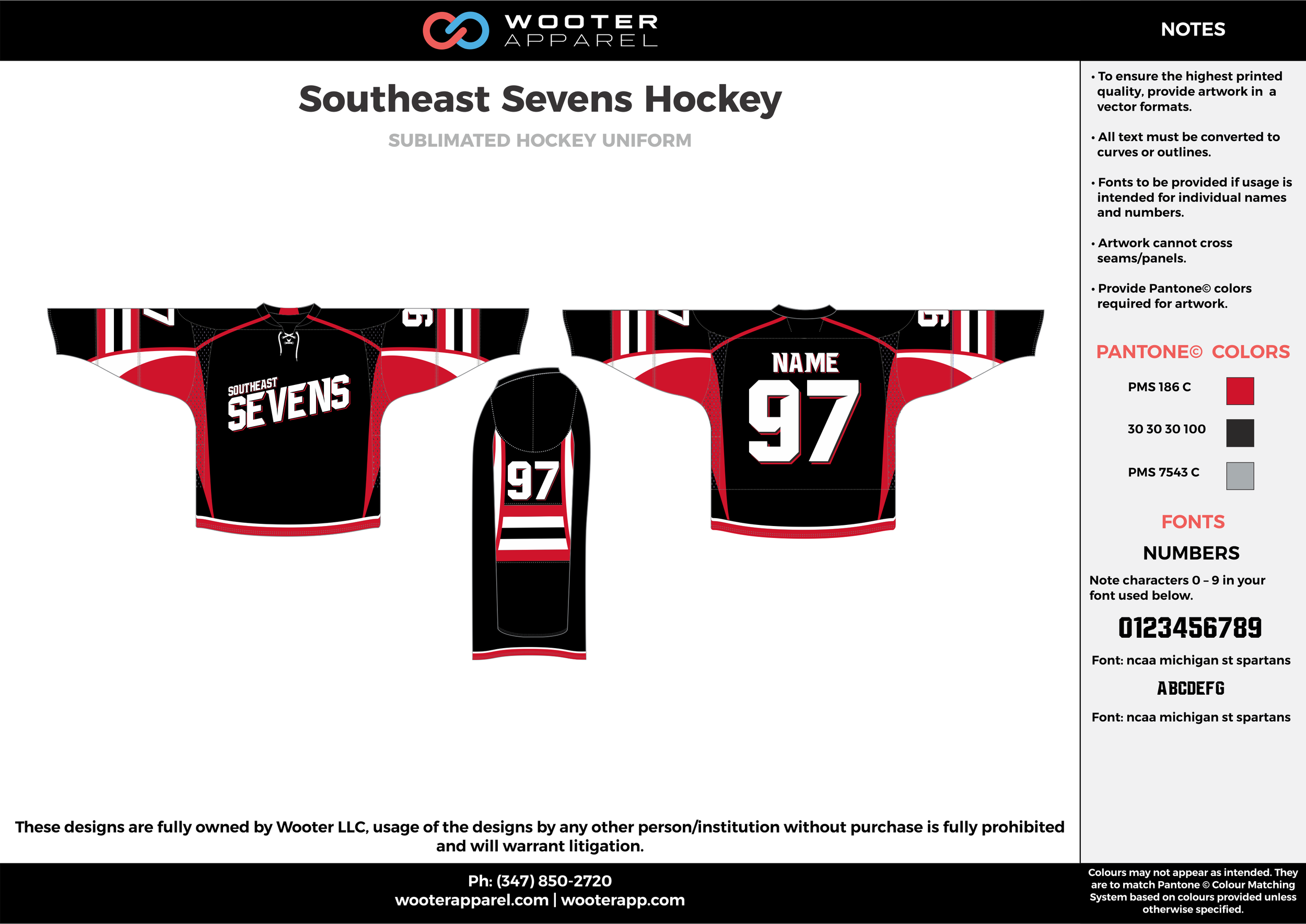 Southeast Sevens Hockey black red white gray hockey uniforms jerseys