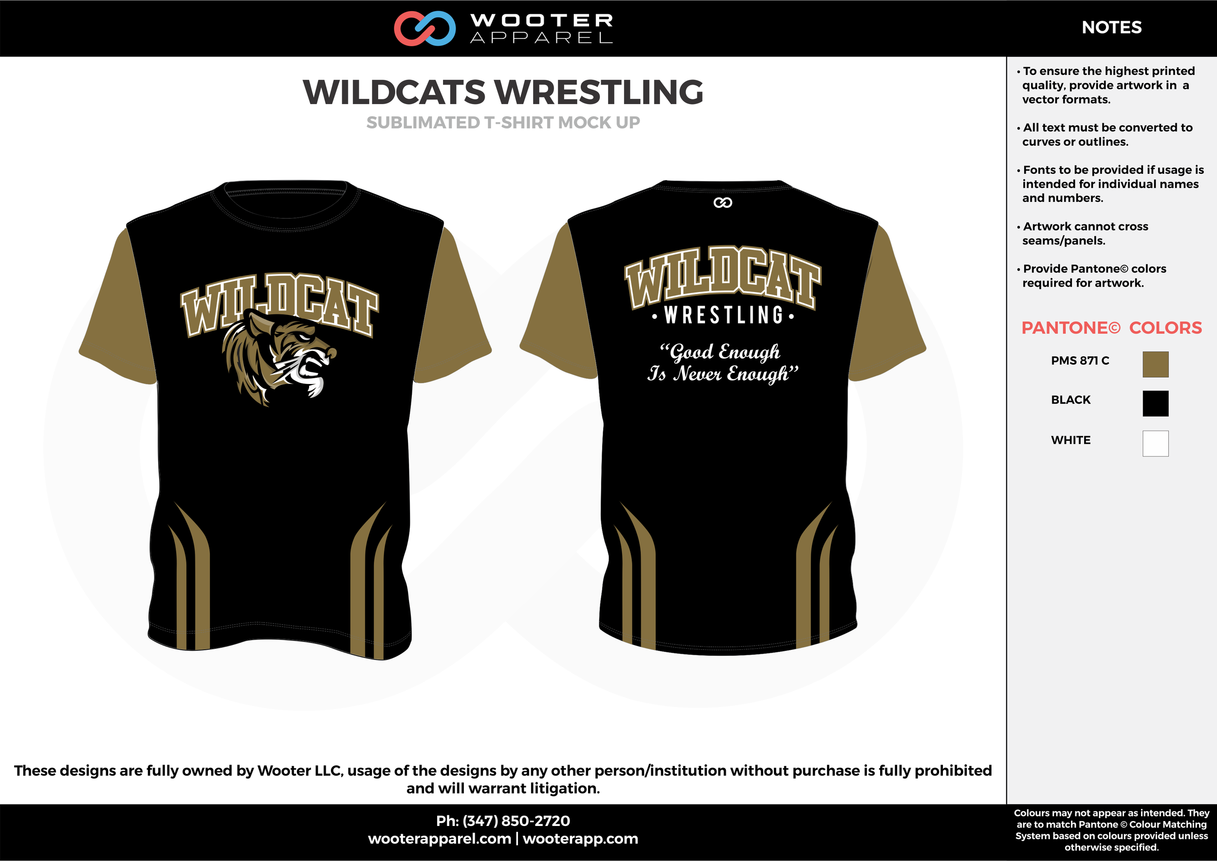 WILDCATS WRESTLING black beige white custom design t-shirts