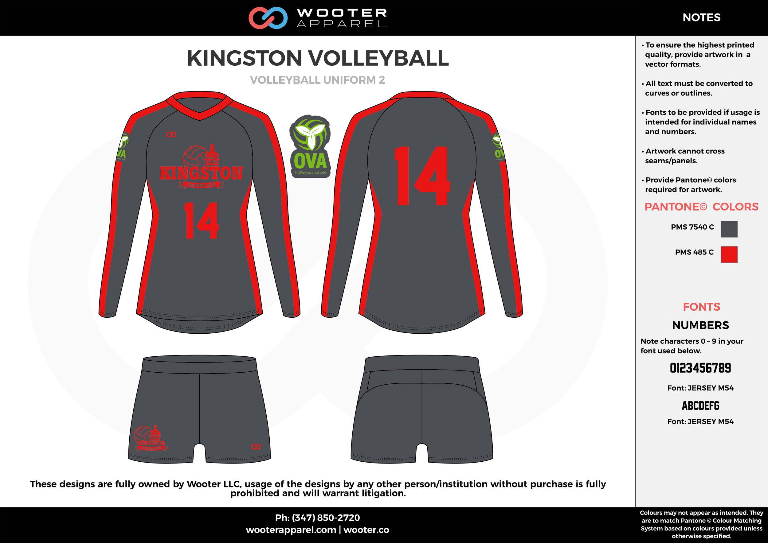 KINGSTON VOLLEYBALL gray red Volleyball Uniforms, Long Sleeve Jerseys, Shorts