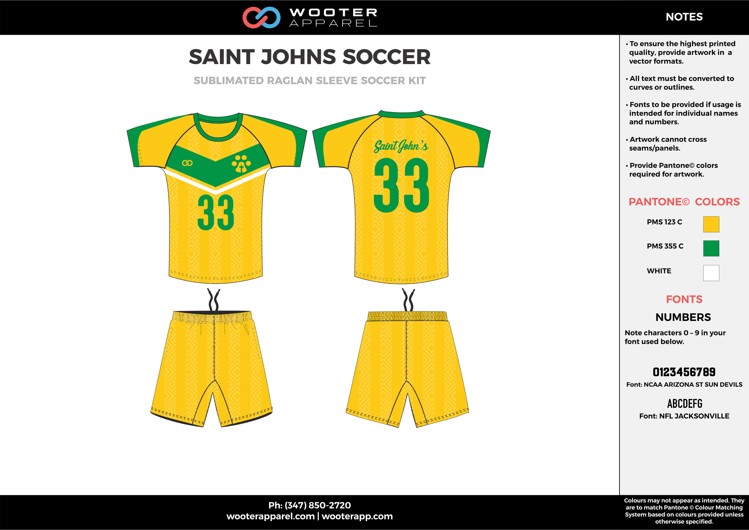 SAINT JOHNS yellow green white custom sublimated soccer uniform jersey shirt shorts