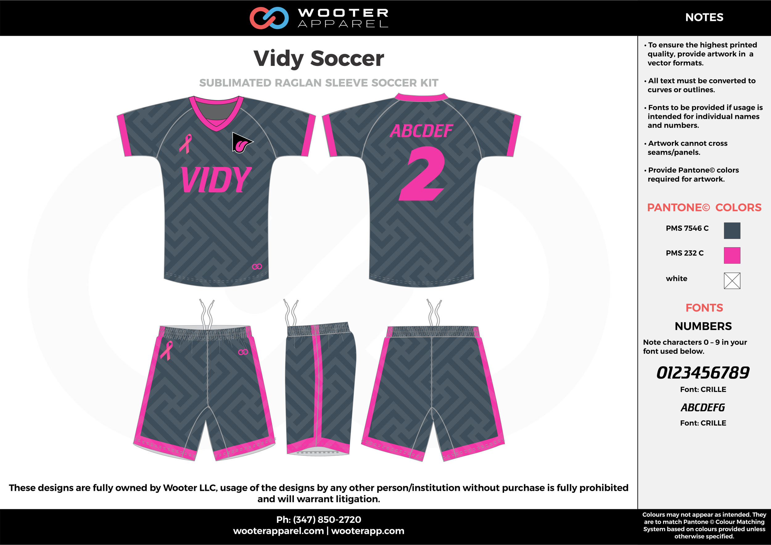 Vidy gray pink custom sublimated soccer uniform jersey shirt shorts