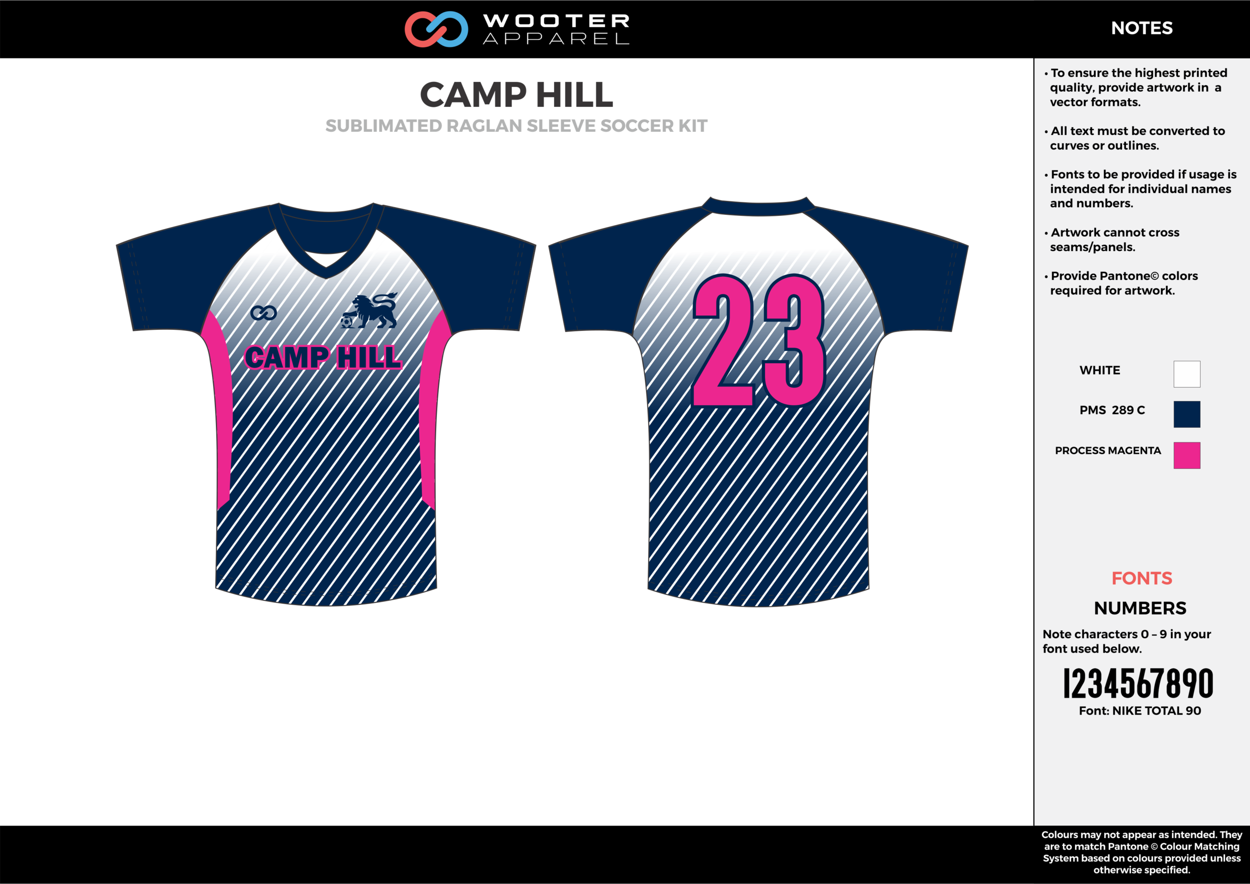 CAMP HILL blue pink white custom sublimated soccer uniform jersey shirt