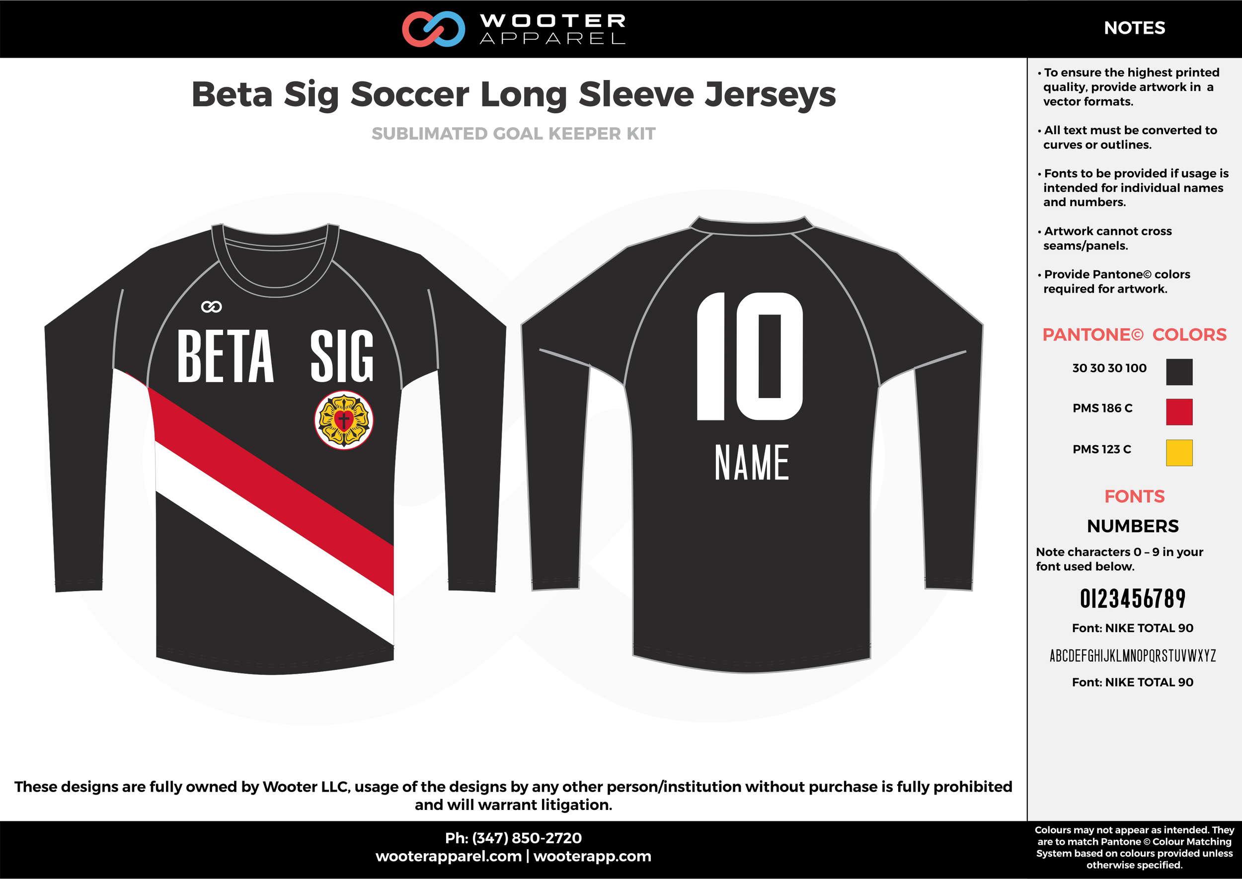 Beta Sig black red white custom sublimated soccer uniform jersey long sleeve