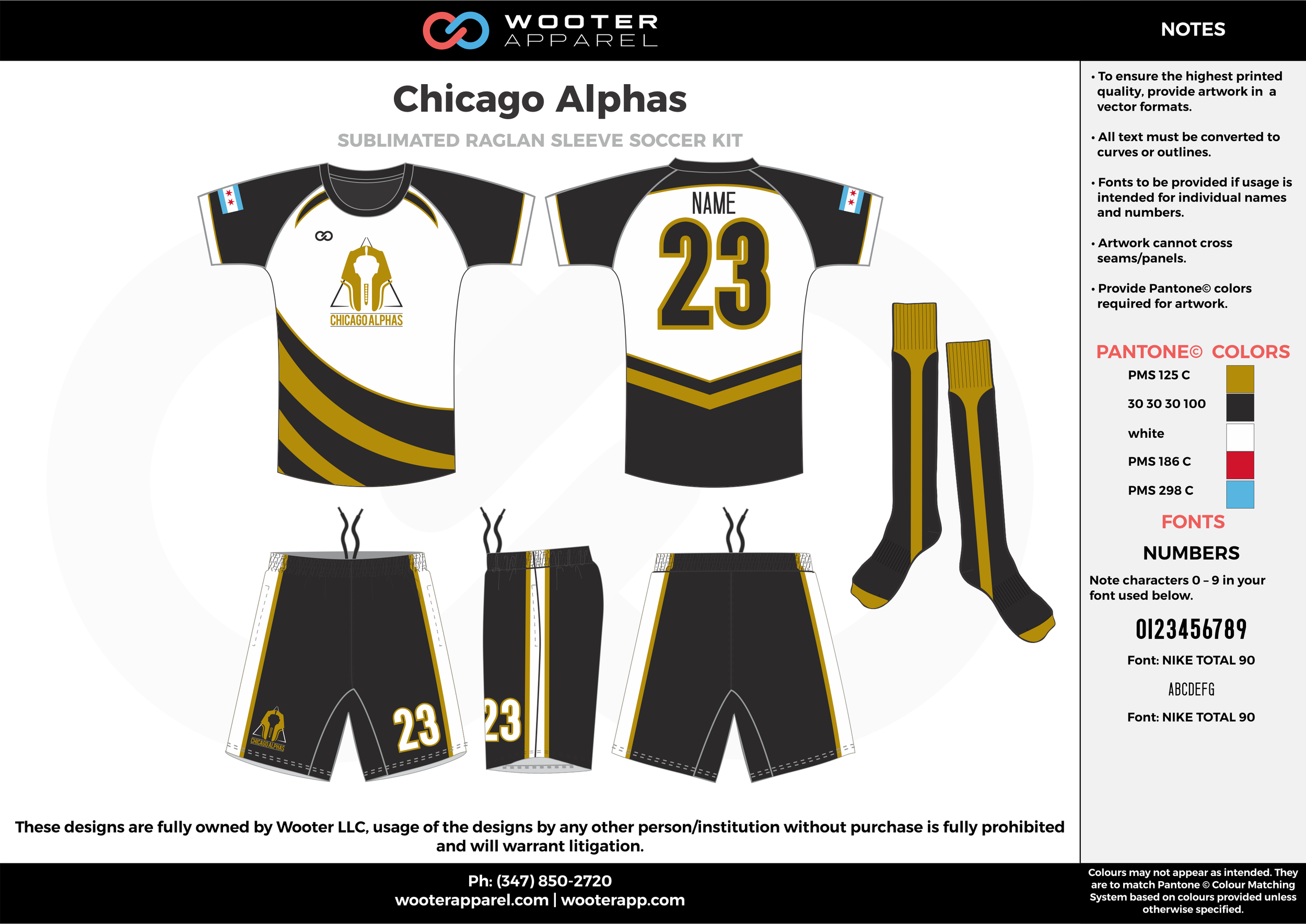 Chicago Alphas white olive green black custom sublimated soccer uniform jersey shirt shorts socks