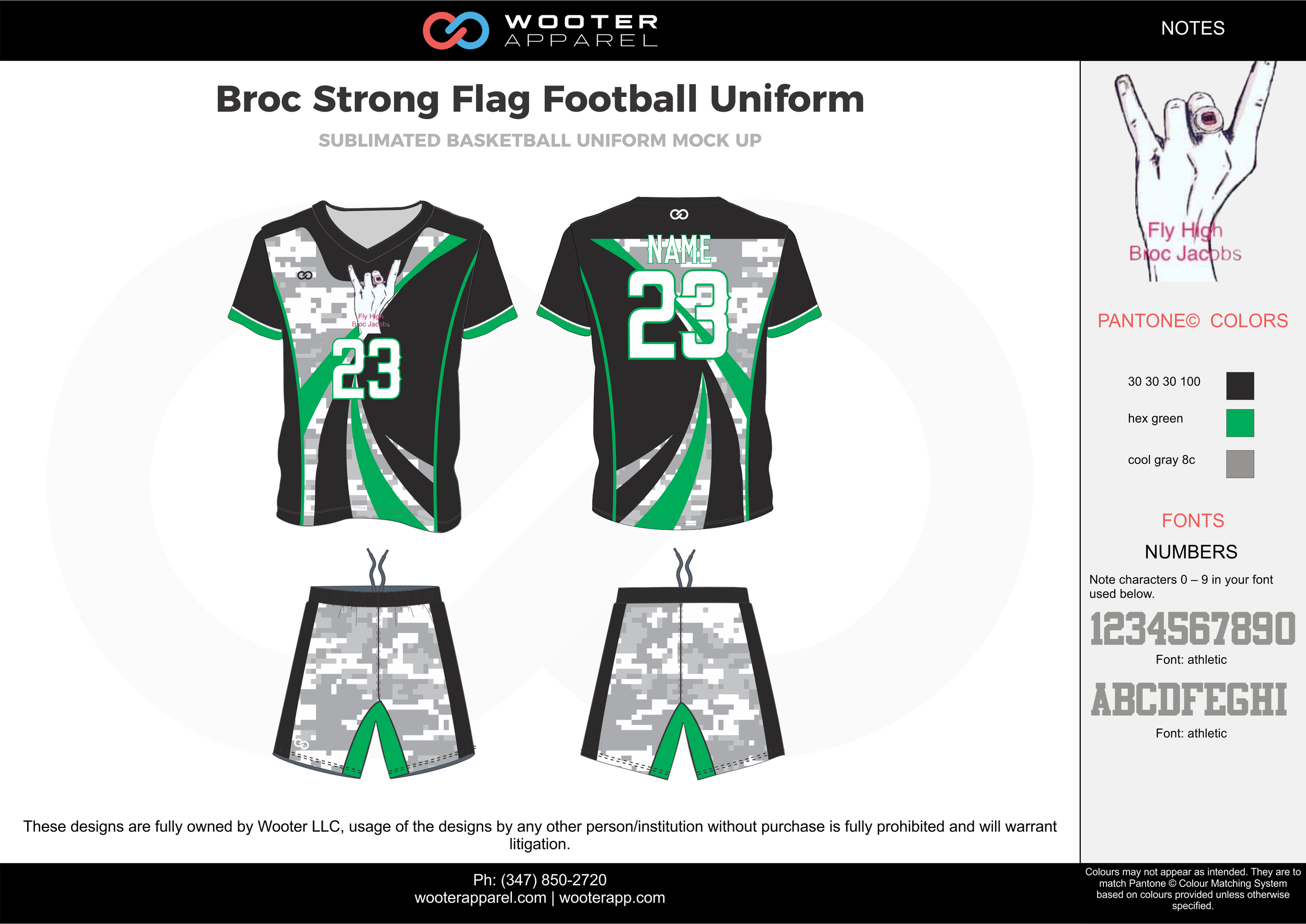 Broc Strong Flag black green gray white football uniforms jerseys shorts