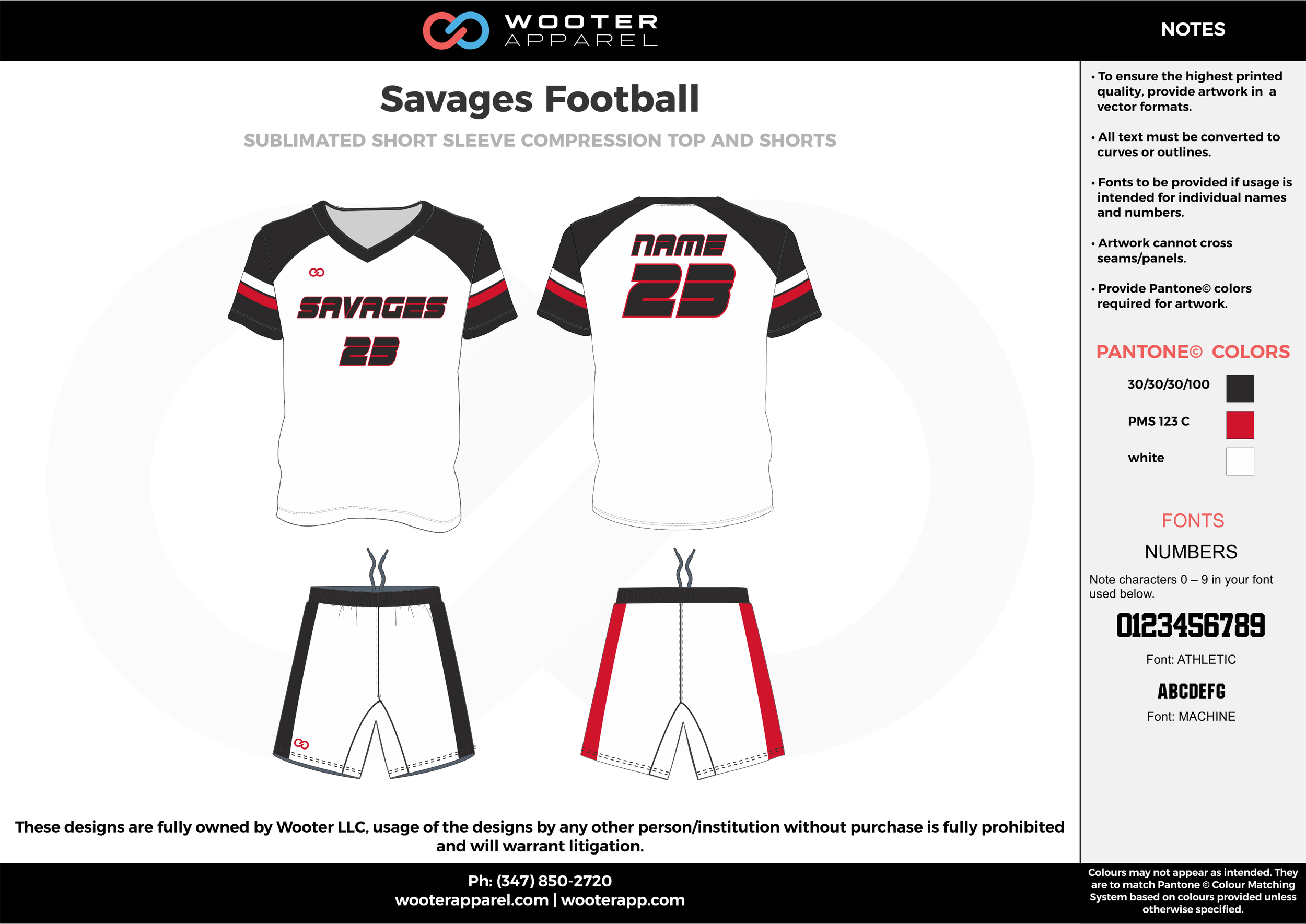 Savages Football white red black football uniforms jerseys shorts