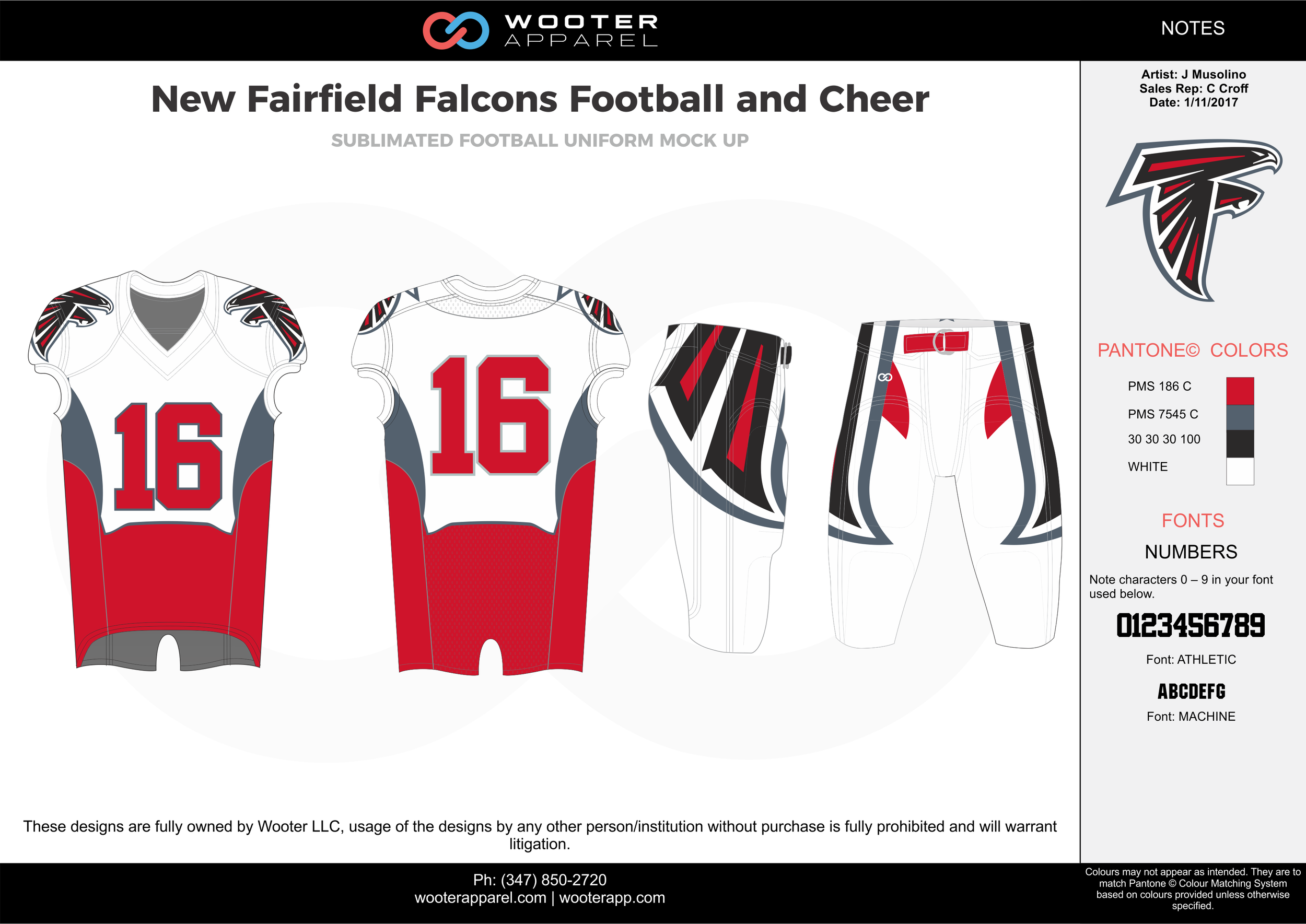 New Fairfield Falcons red white gray black football uniforms jerseys pants