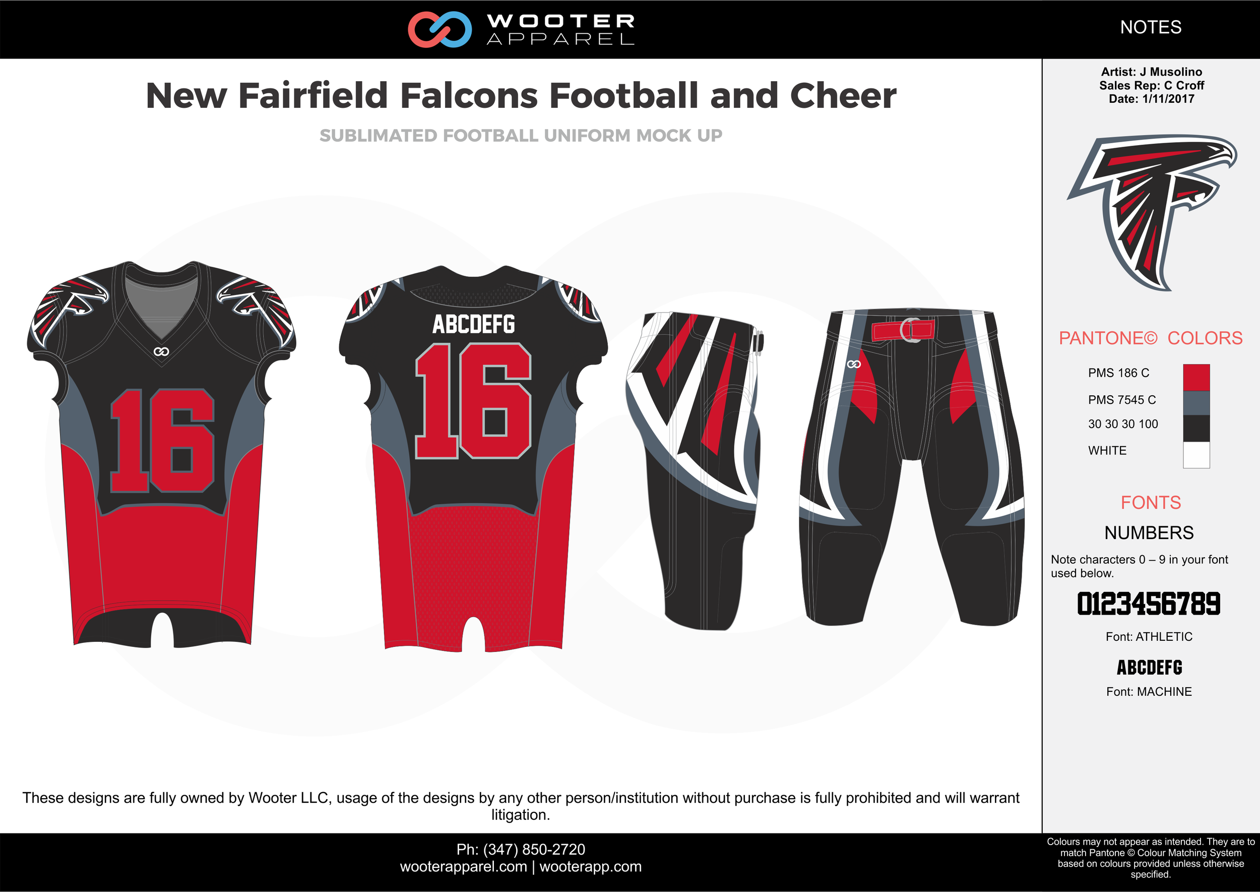 New Fairfield Falcons red black gray white football uniforms jerseys pants