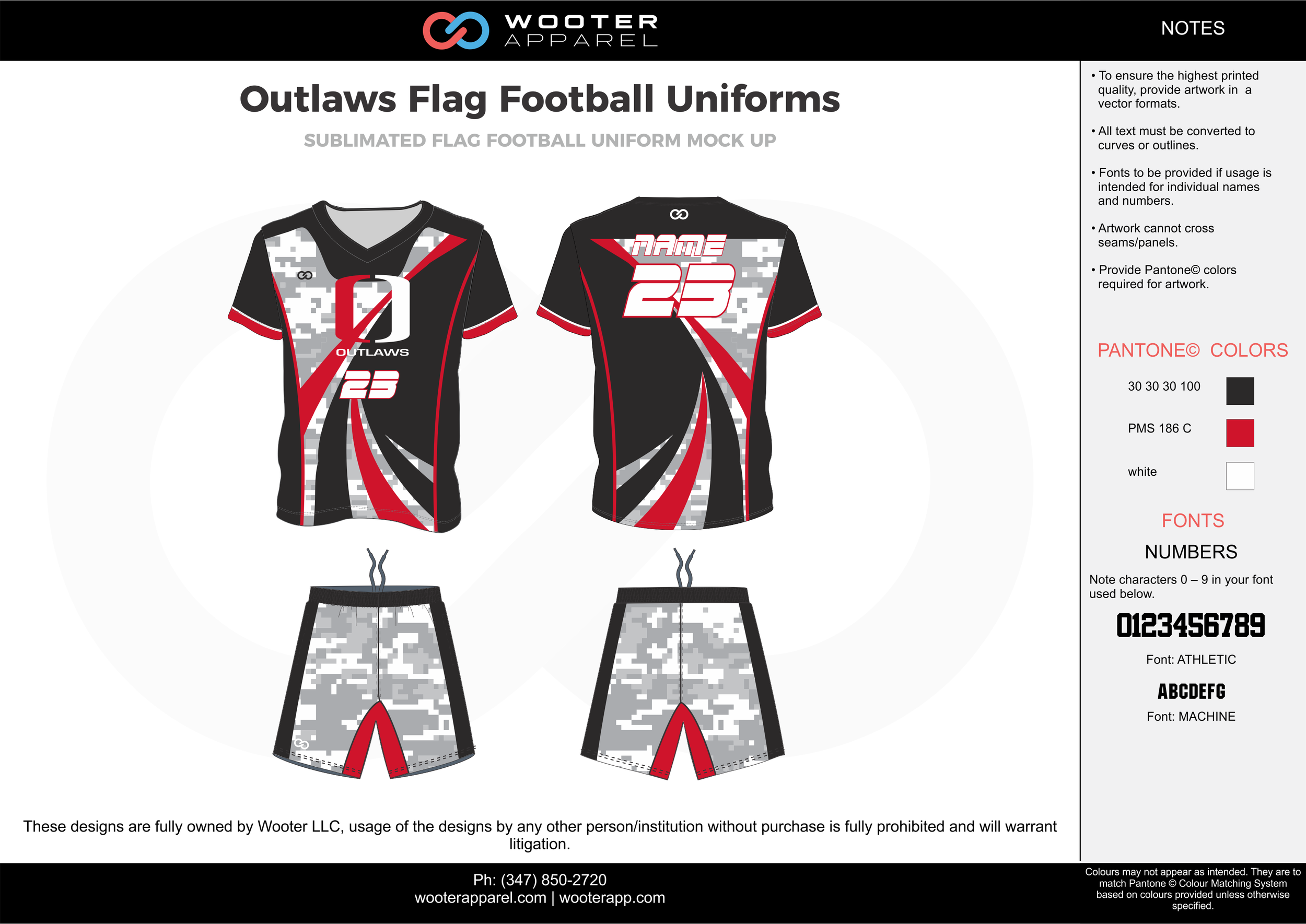 Outlaws Flag red black white football uniforms jerseys shorts
