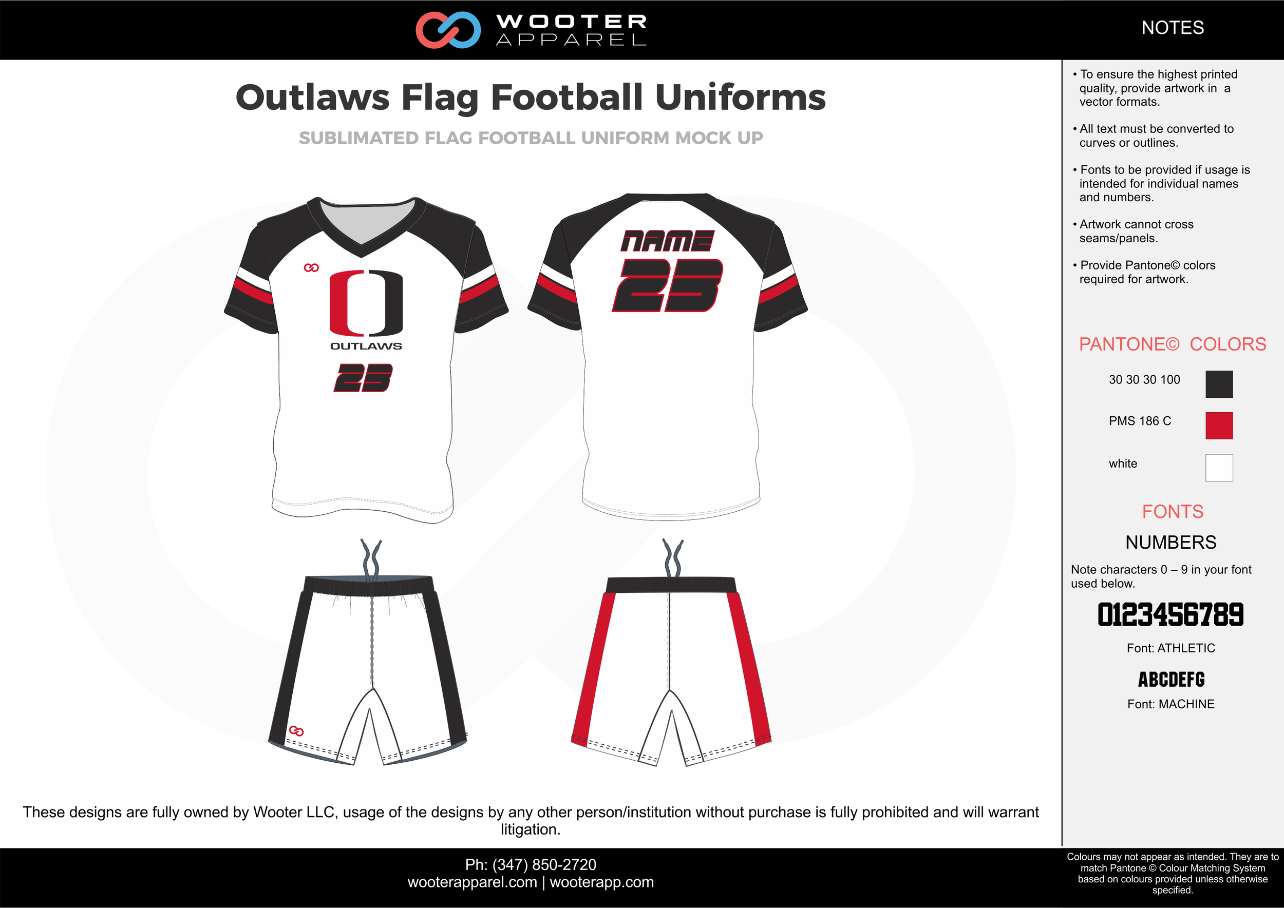 Outlaws Flag white black red football uniforms jerseys shorts