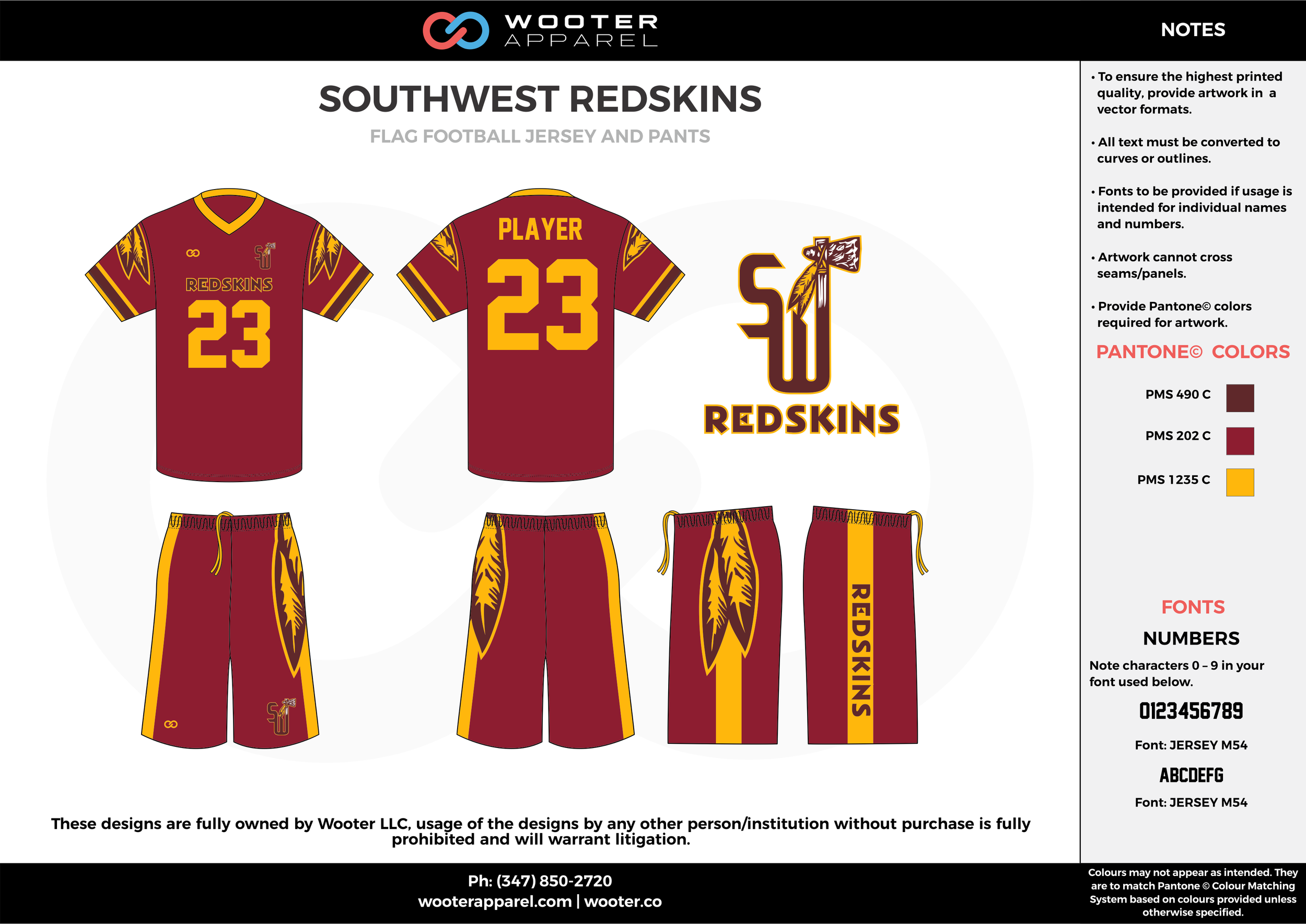 SOUTHWEST REDSKINS maroon yellow football uniforms jerseys pants