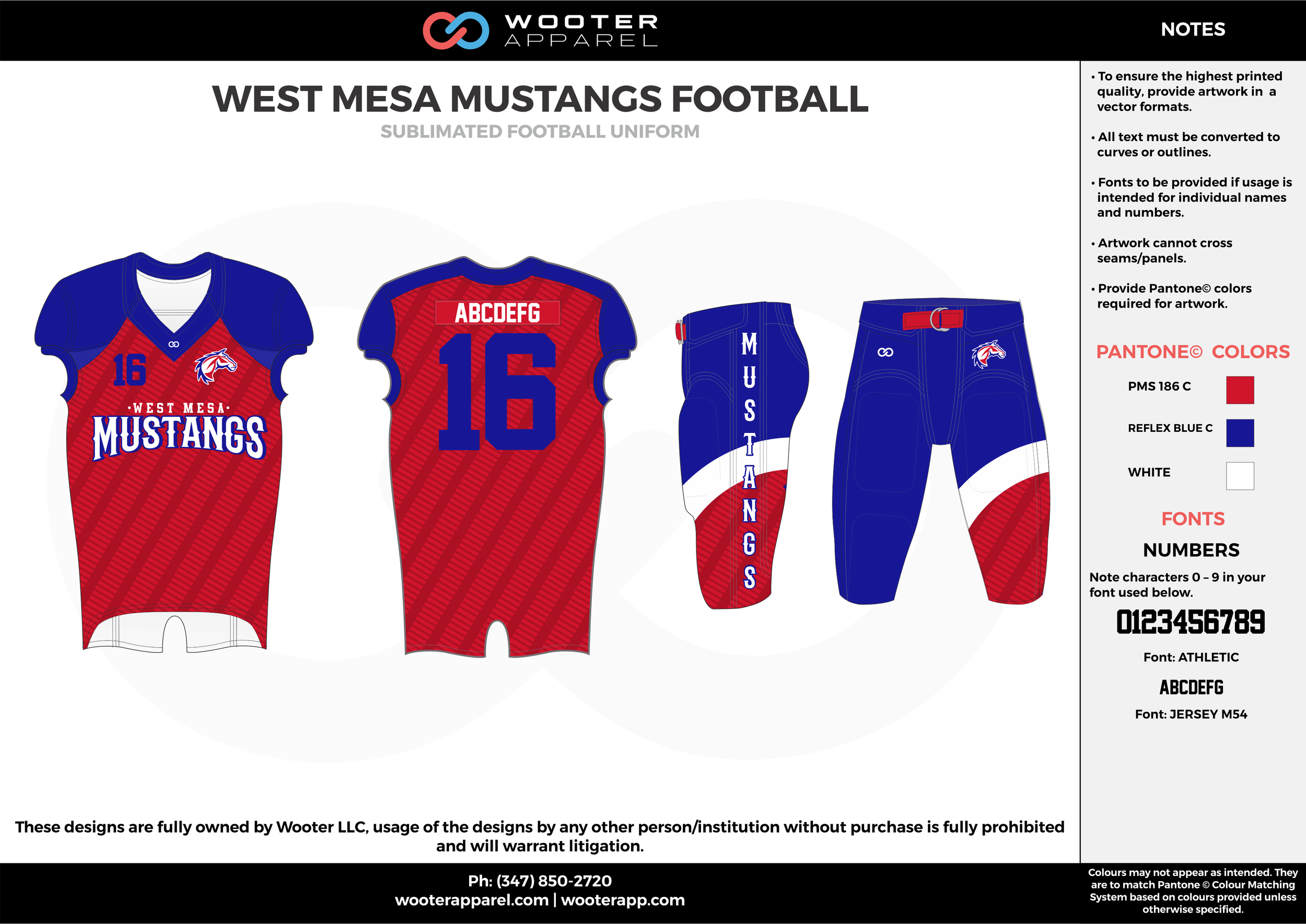 WEST MESA MUSTANGS FOOTBALL red blue white football uniforms jerseys pants