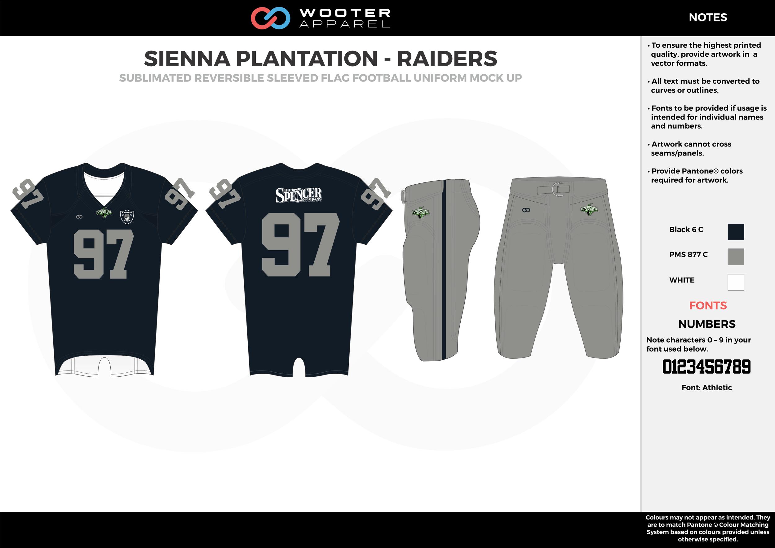 SIENNA PLANTATION - RAIDERS black gray white Football Uniform, Jersey, Pants, Integraded 