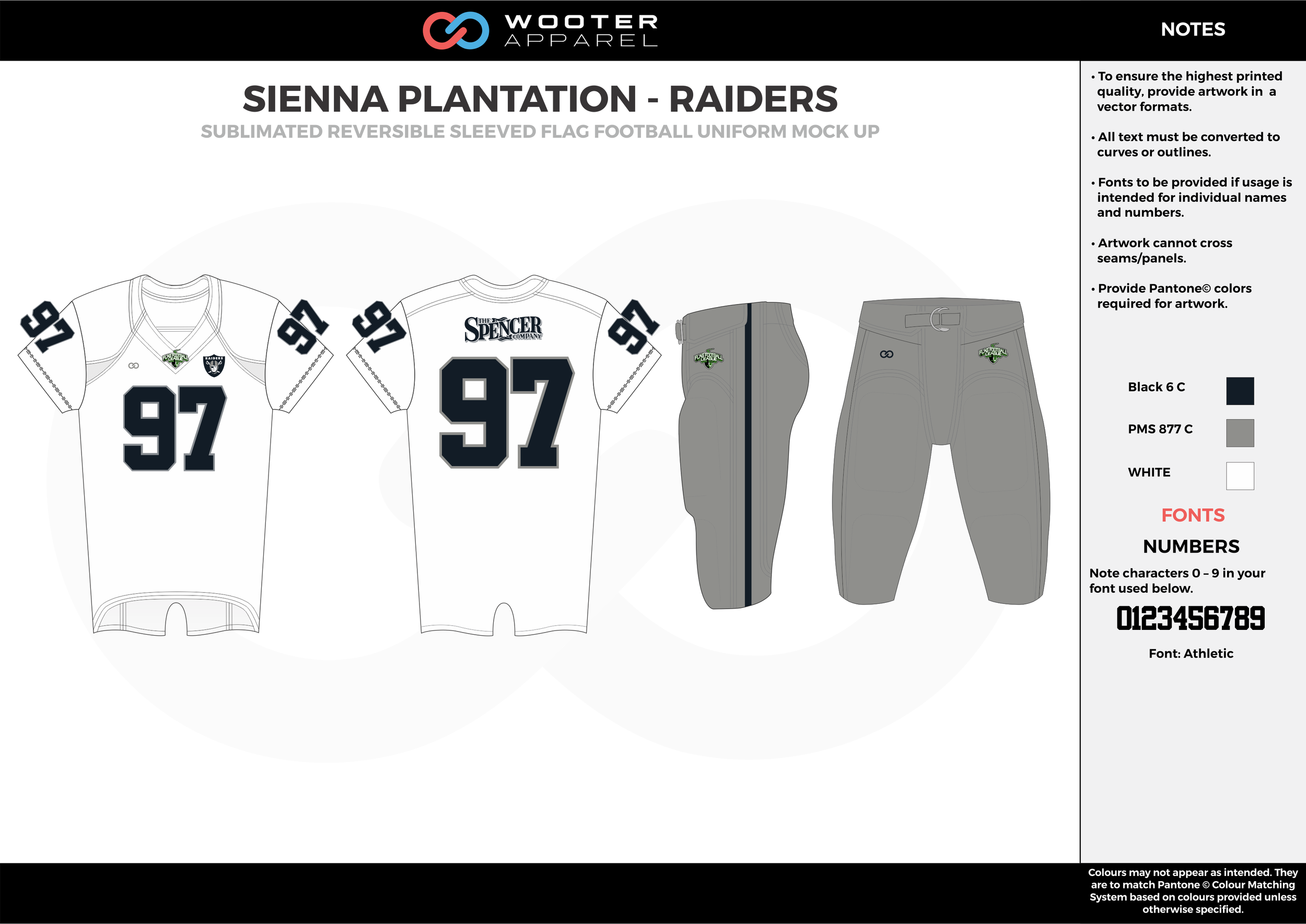 SIENNA PLANTATION - RAIDERS black gray white Football Uniform, Jersey, Pants, Integraded