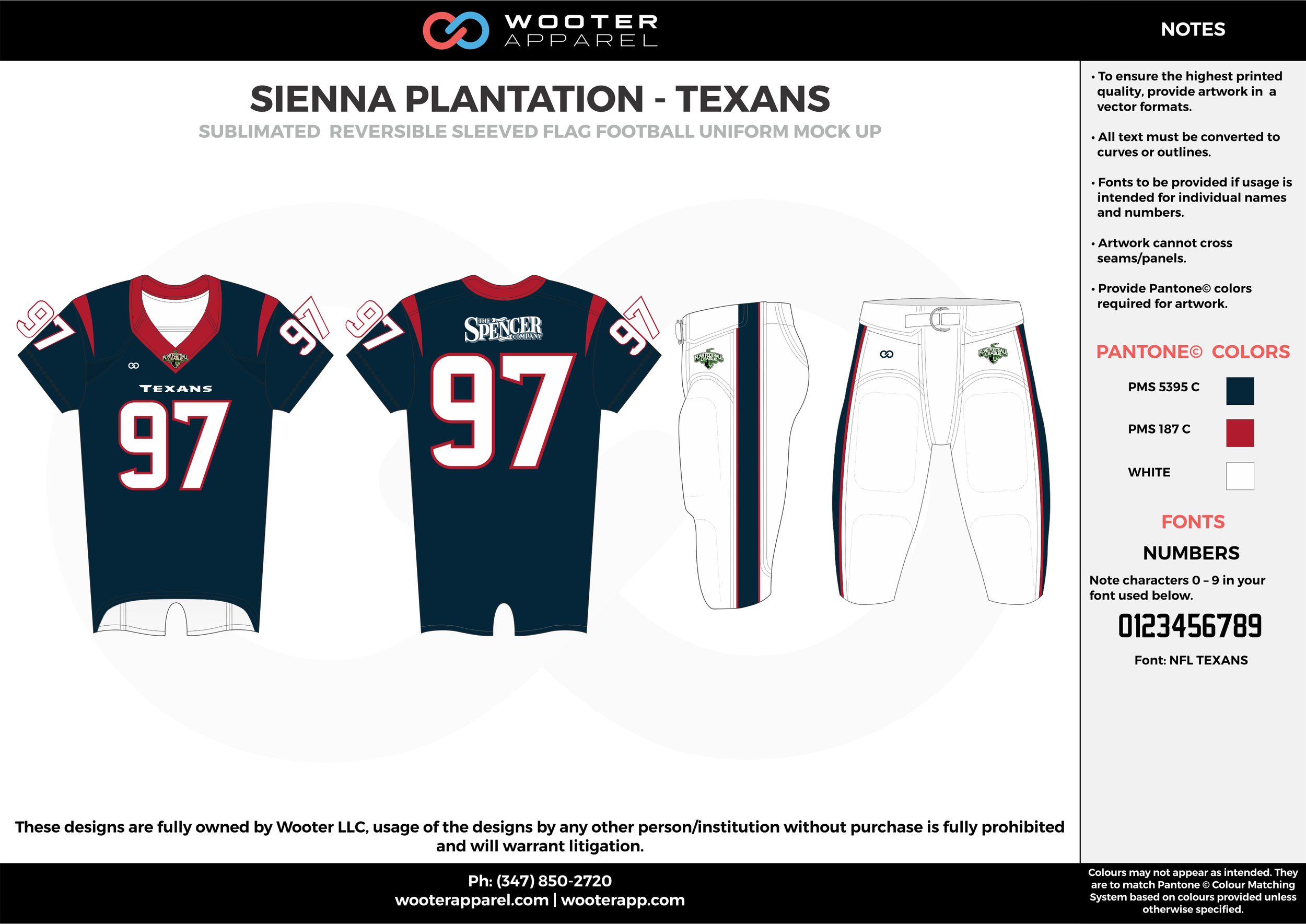 SIENNA PLANTATION - TEXANS  black red white Football Uniform, Jersey, Pants, Integraded