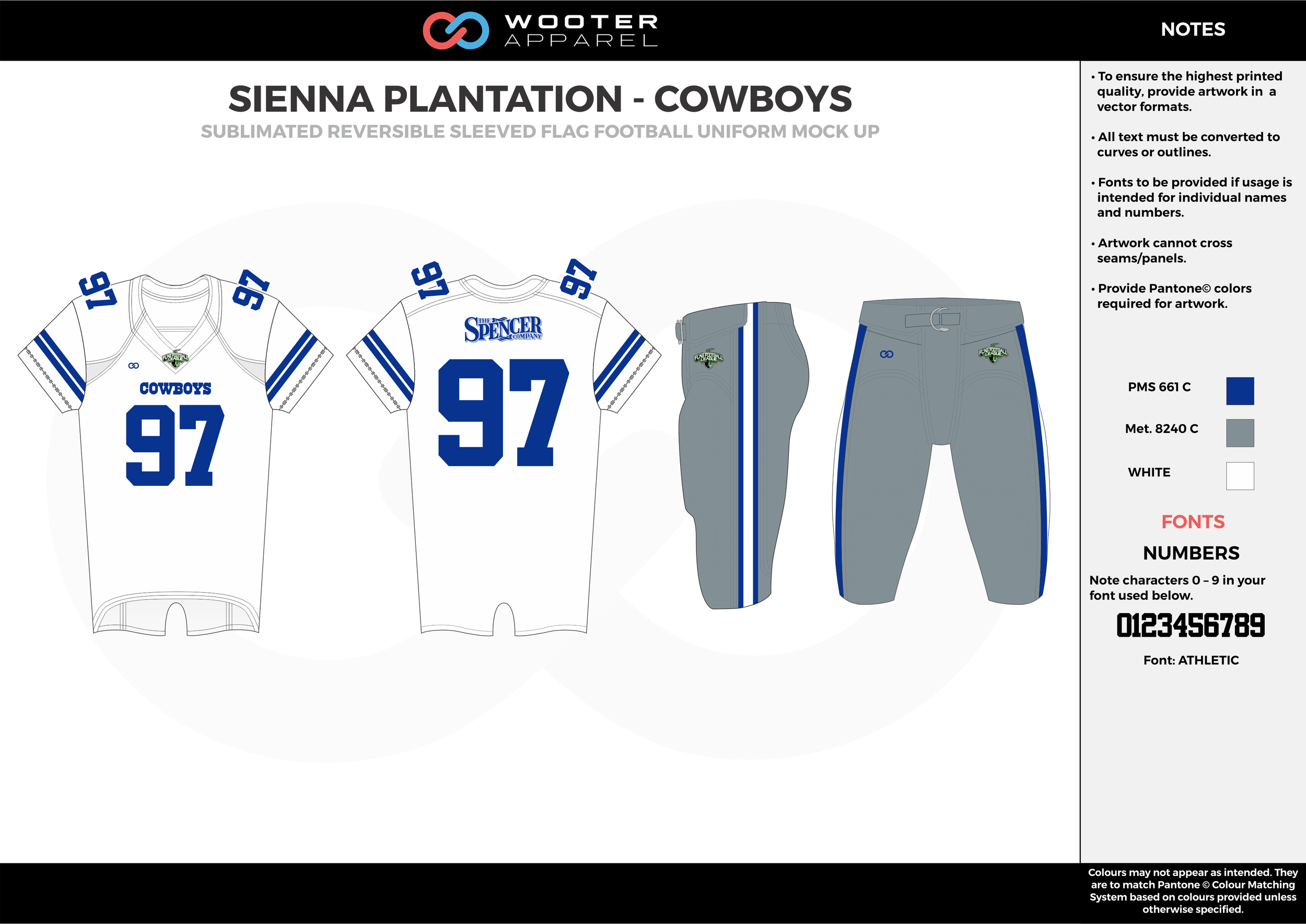 SIENNA PLANTATION - COWBOYS gray white blue Football Uniform, Jersey, Pants, Integraded