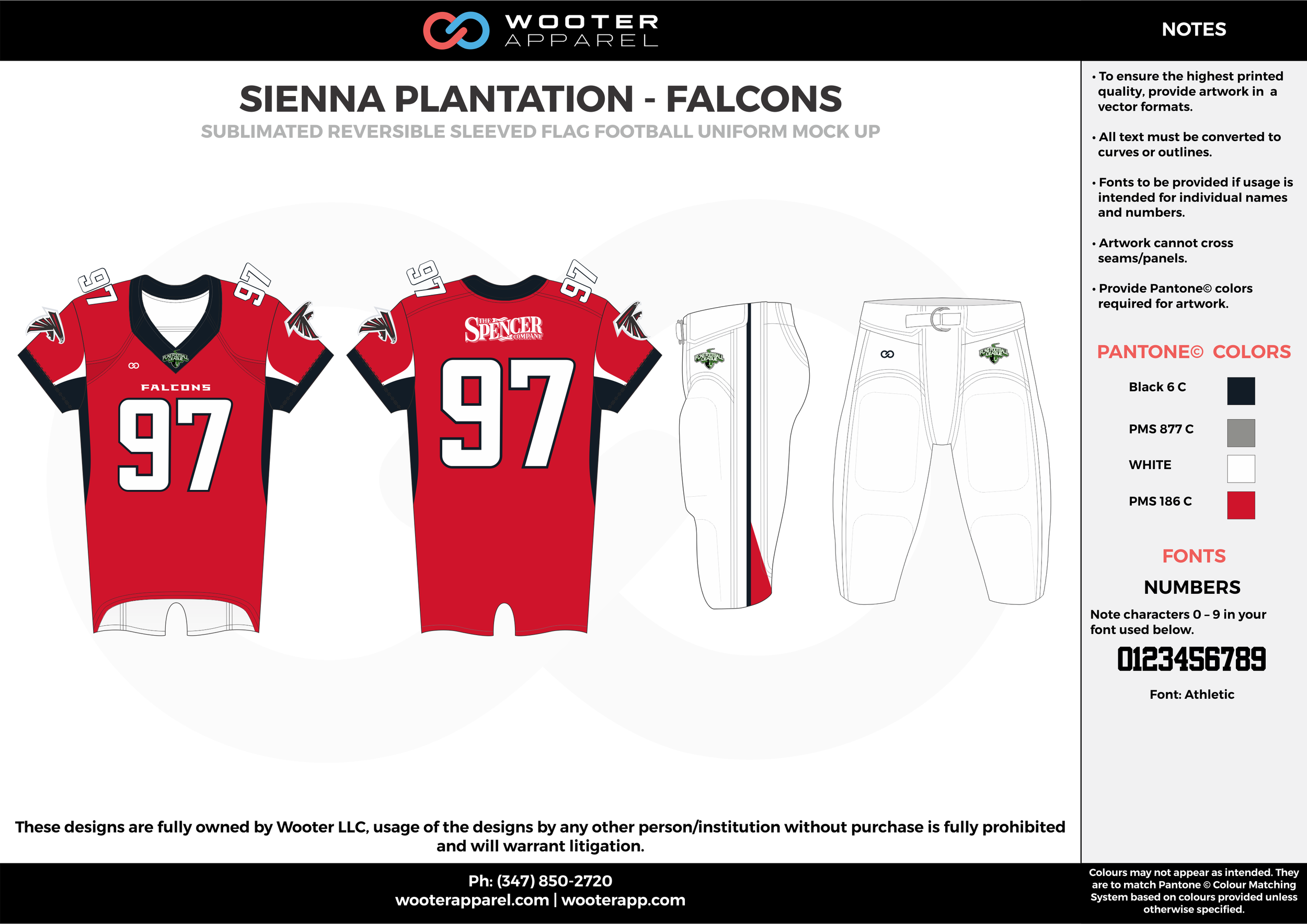 SIENNA PLANTATION - FALCONS red white gray black Football Uniform, Jersey, Pants, Integraded