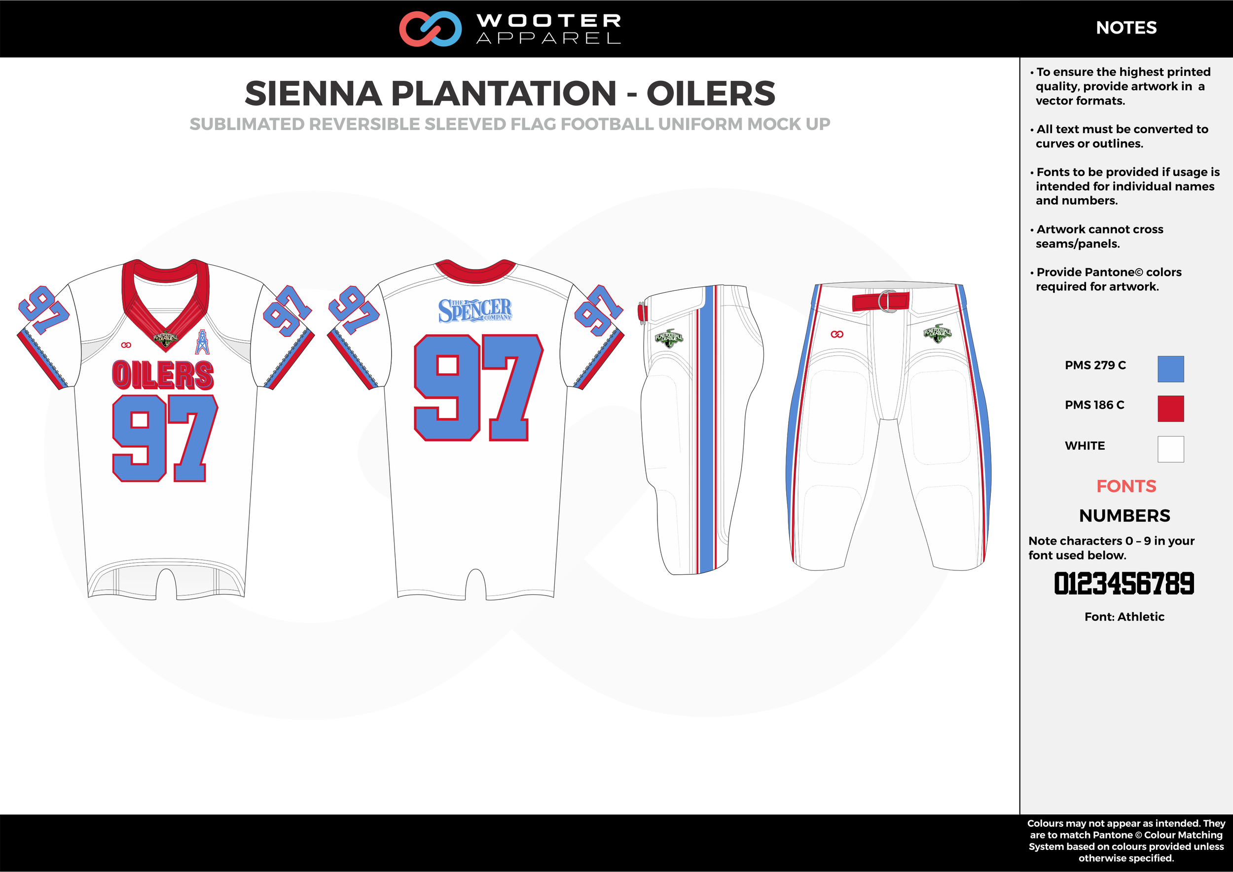 SIENNA PLANTATION - OILERS white blue red Football Uniform, Jersey, Pants, Integraded