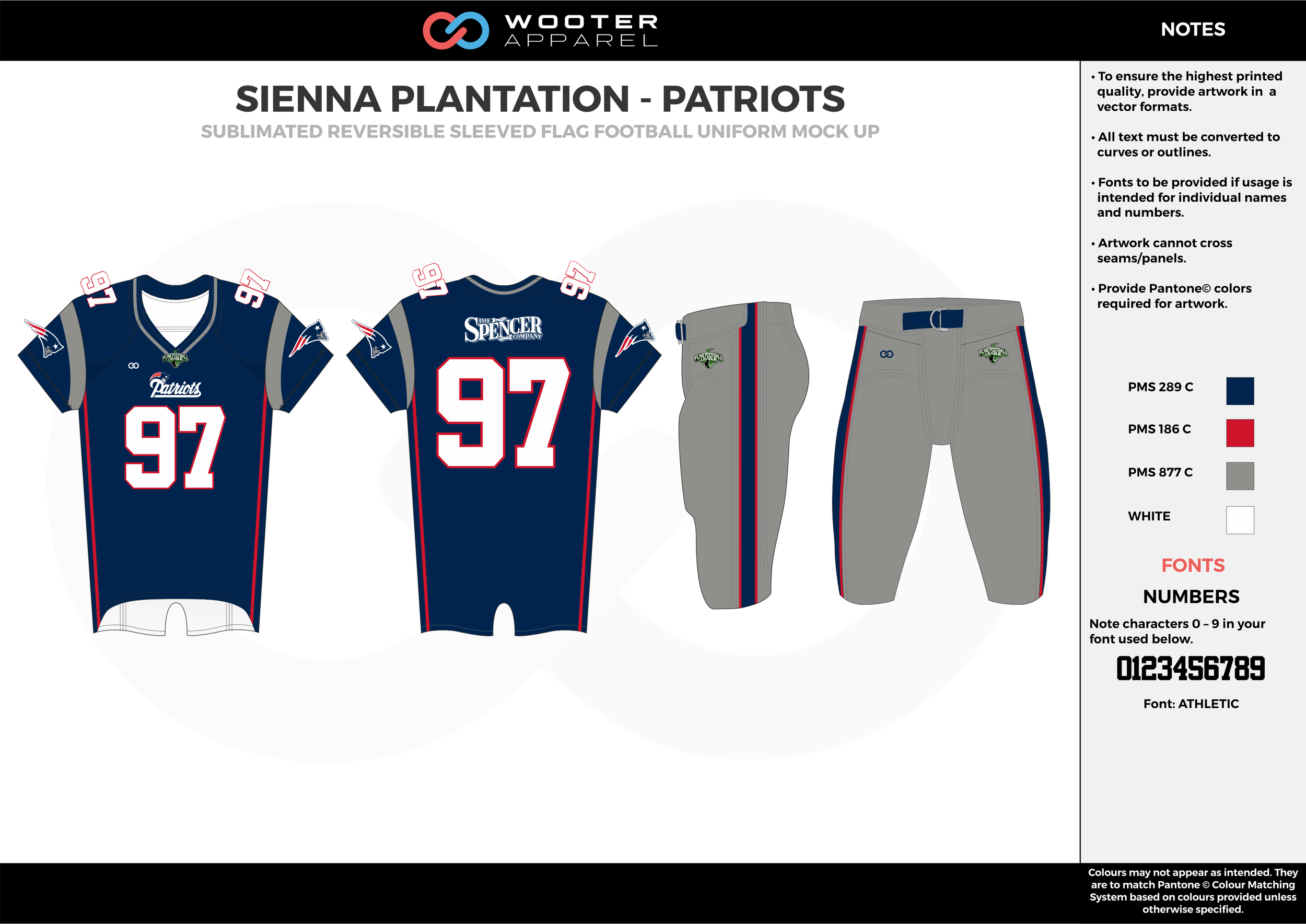 SIENNA PLANTATION - PATRIOTS blue red gray white Football Uniform, Jersey, Pants, Integraded