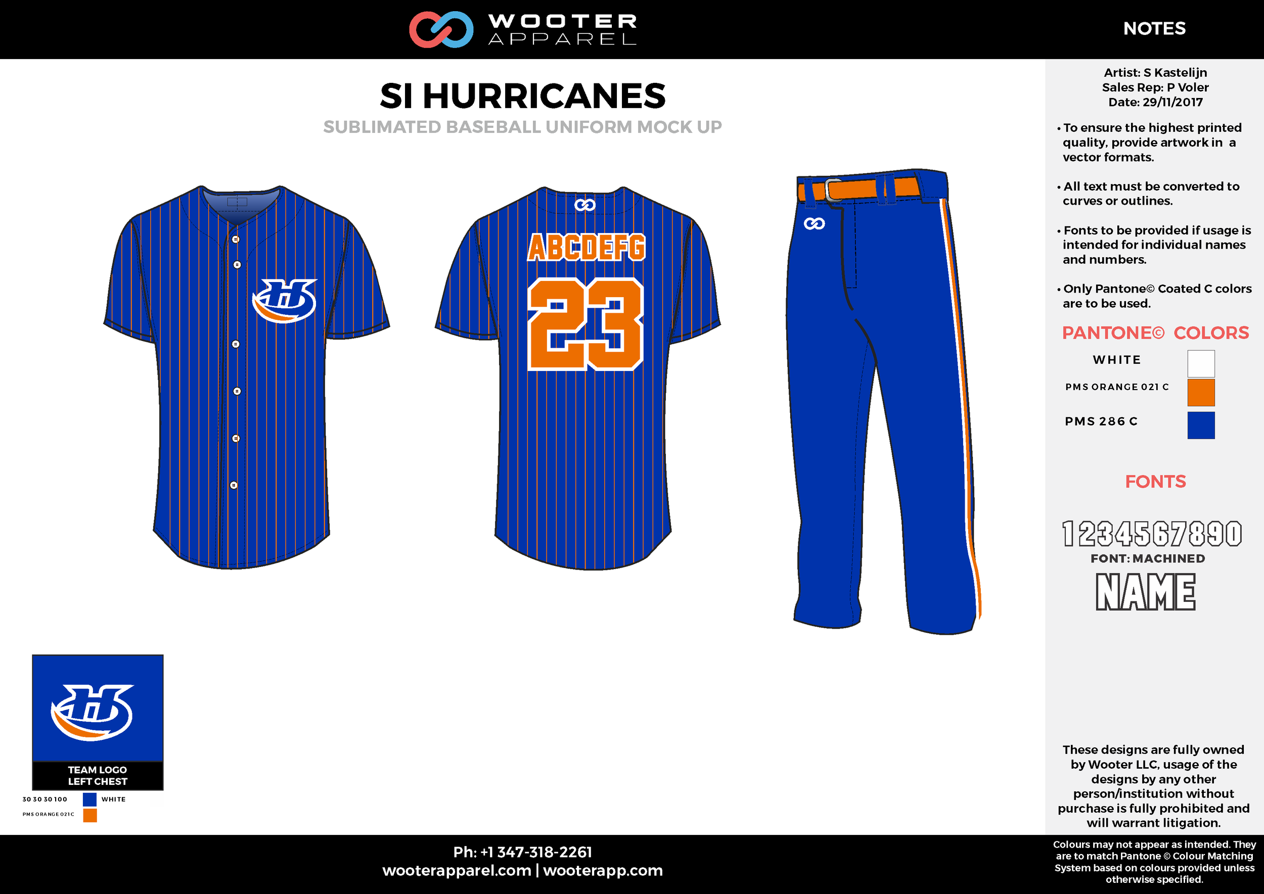 SI HURRICANES blue orange white baseball uniforms jerseys pants