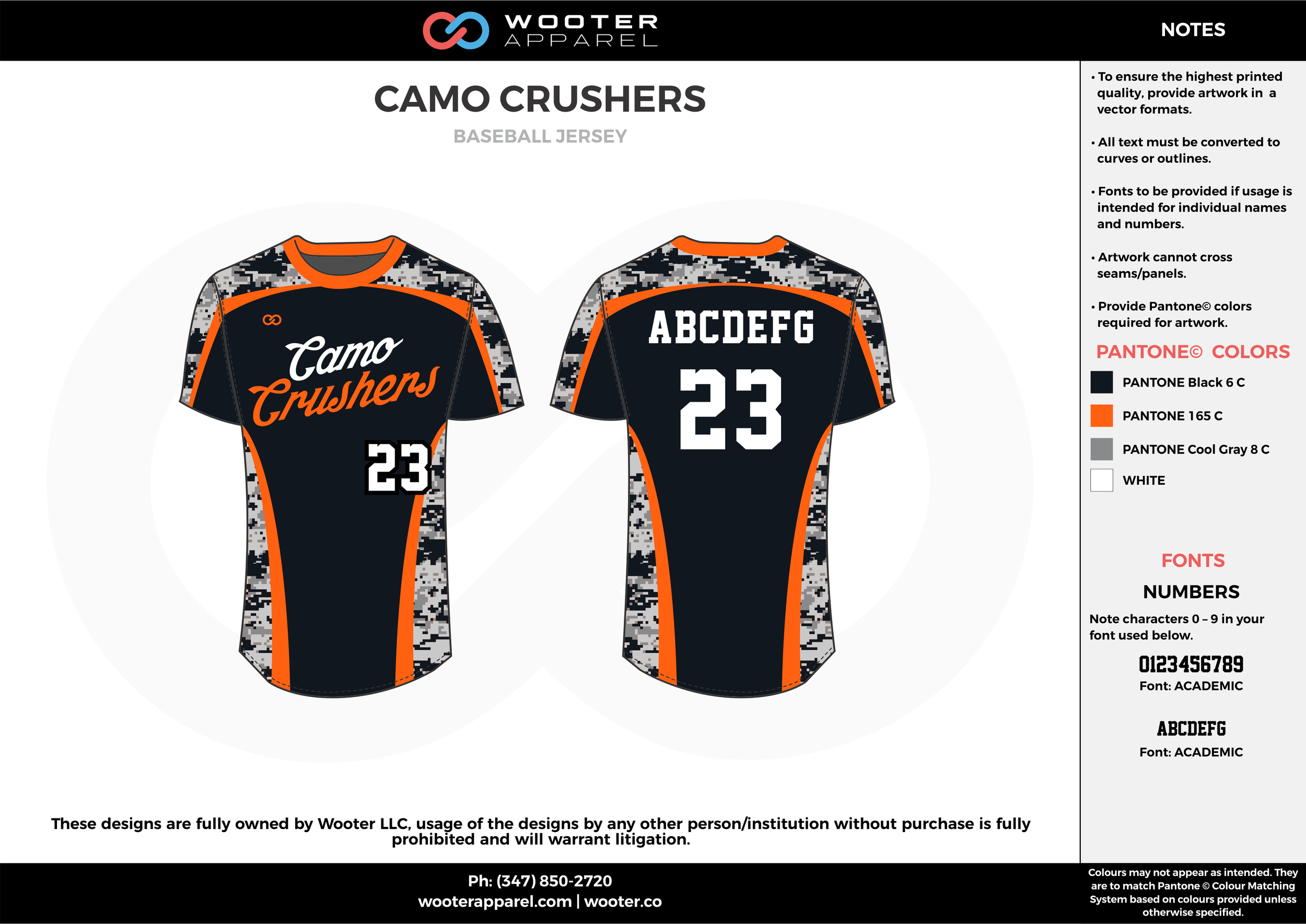 CAMO CRUSHERS black orange gray white baseball uniforms jerseys pants