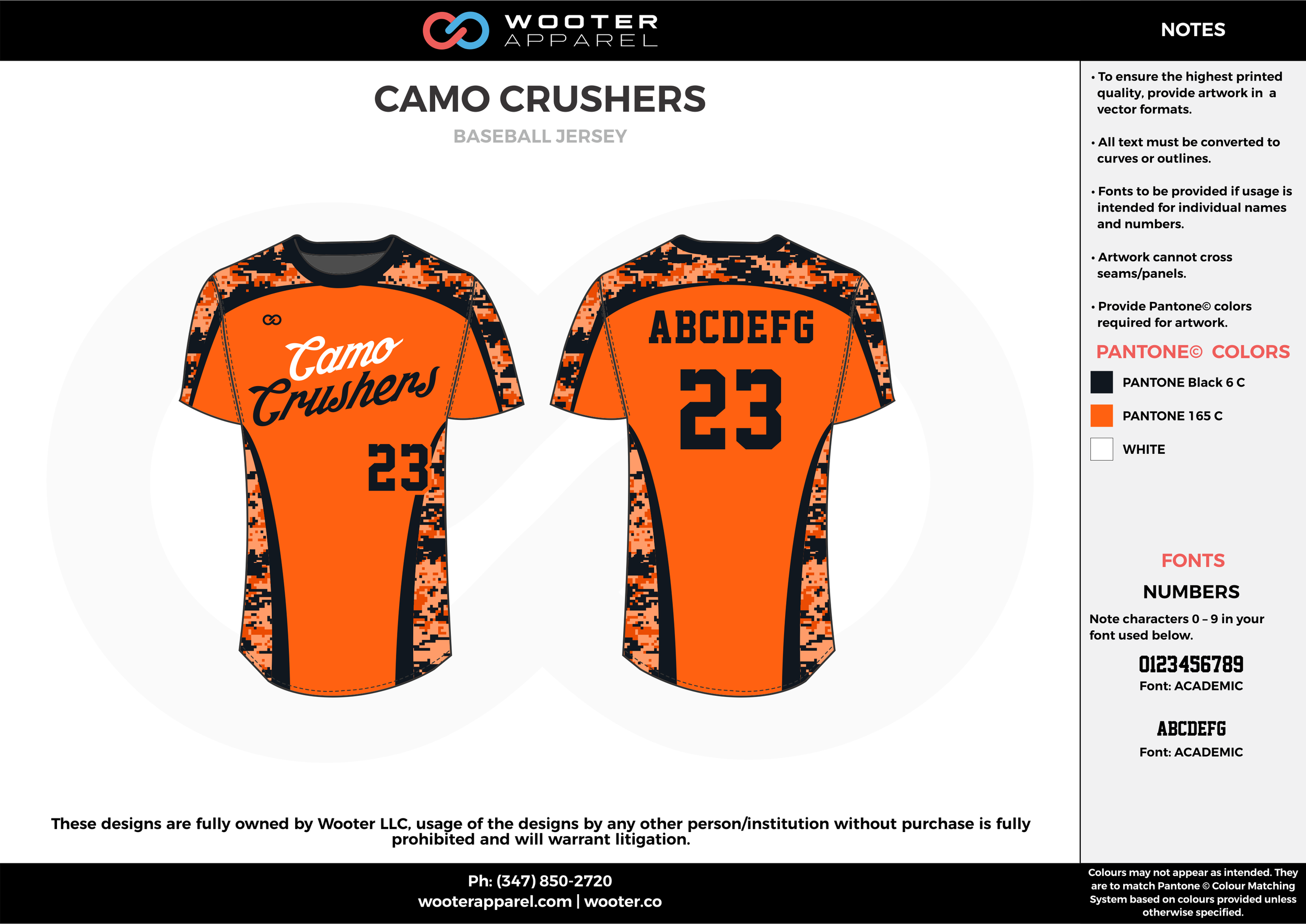 CAMO CRUSHERS orange black white baseball uniforms jerseys tops