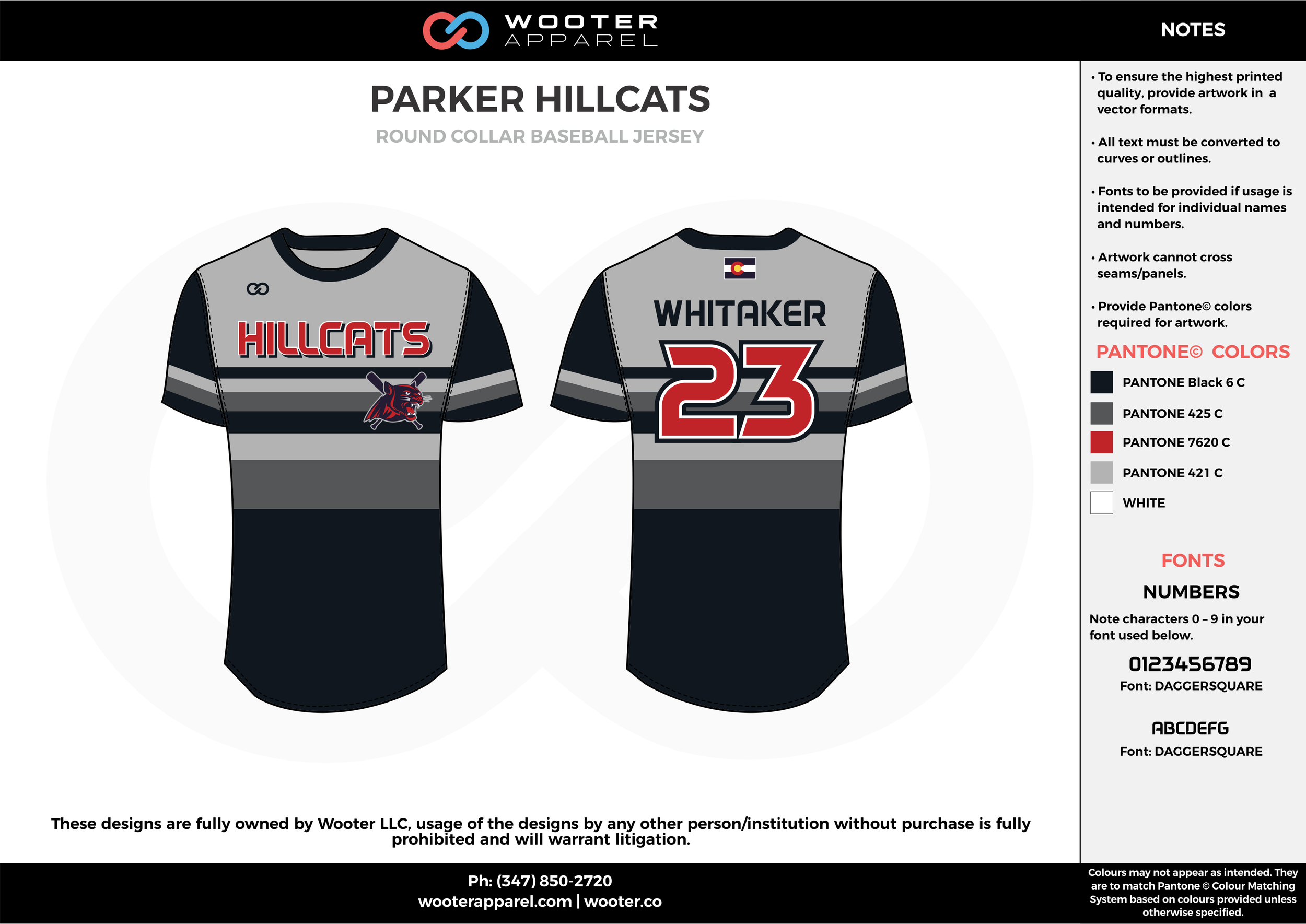 PARKER HILLCATS black gray red white baseball uniforms jerseys tops