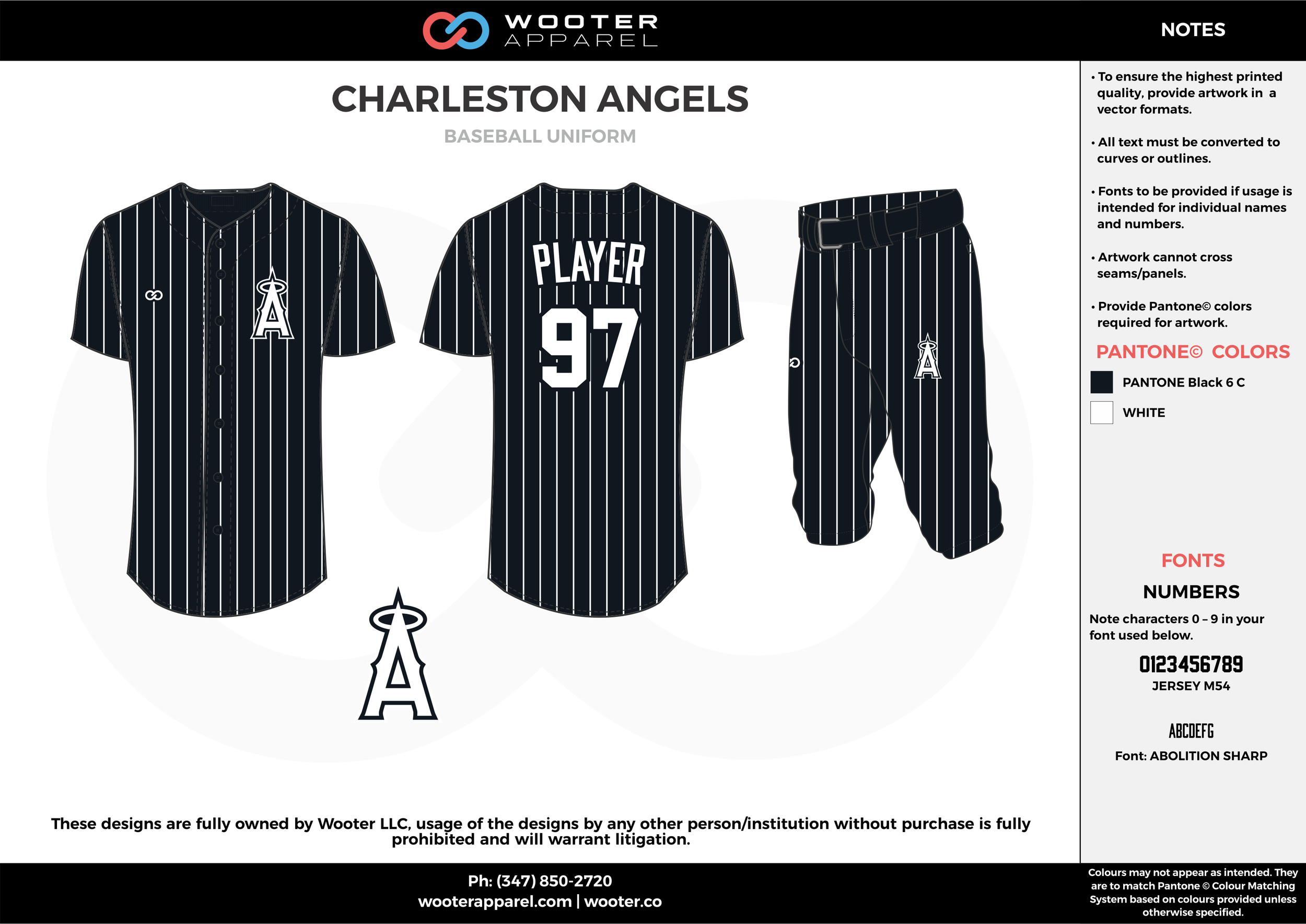 CHARLESTON ANGELS black white baseball uniforms jerseys pants