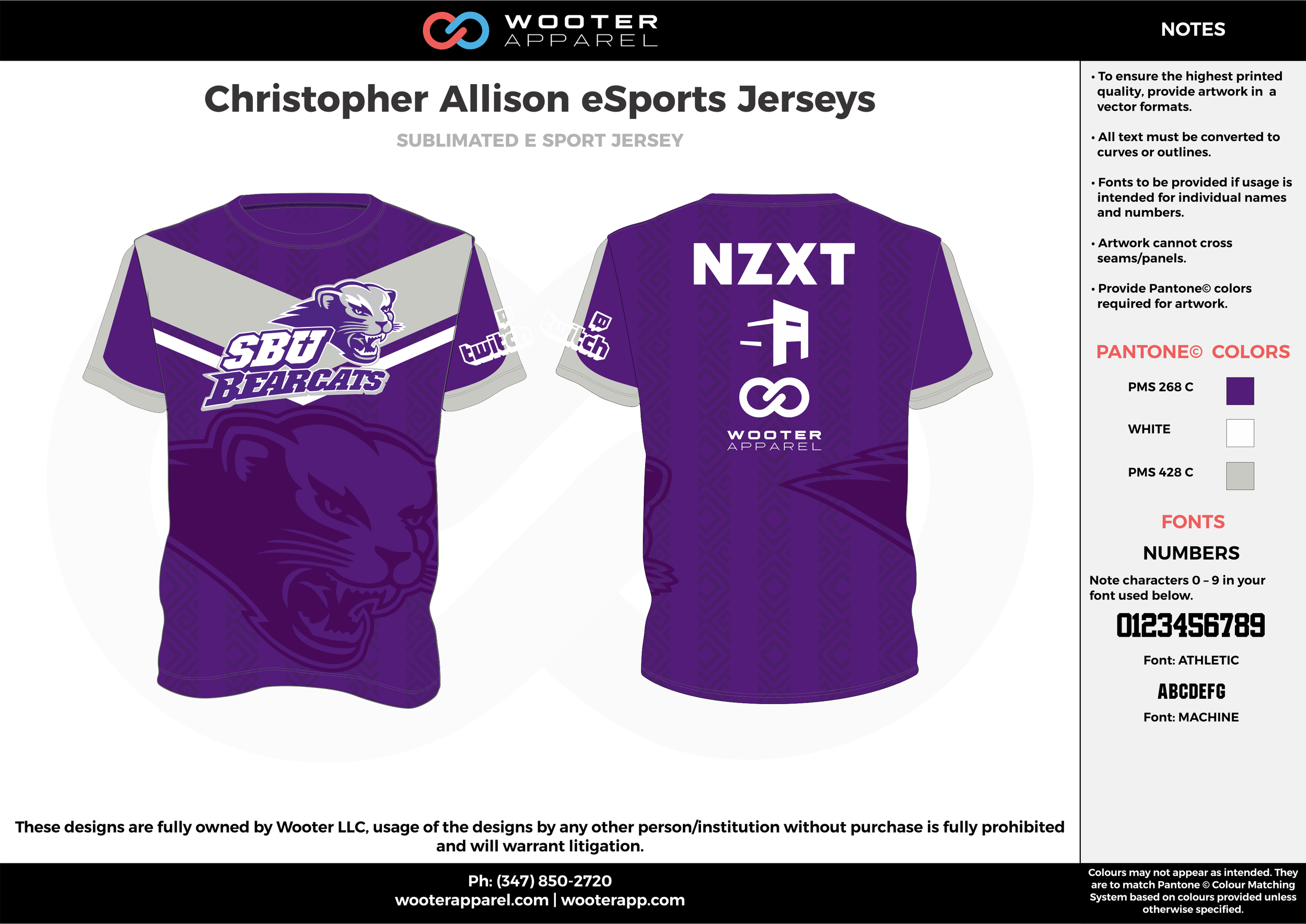 Christopher Allison eSports Jerseys purple white gray e-sports jerseys, shirts, uniforms