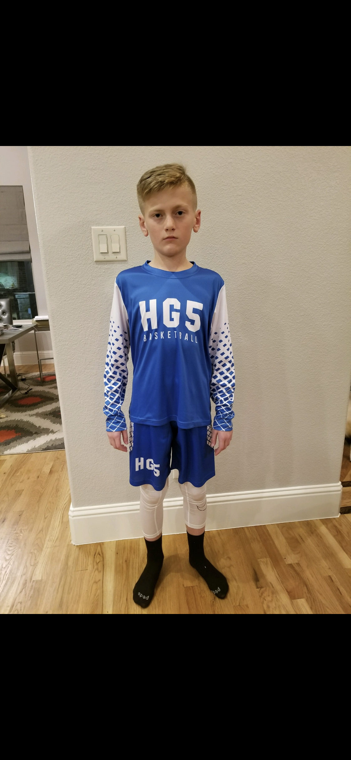 HG5 Blue and White Basketball Jersey and Short