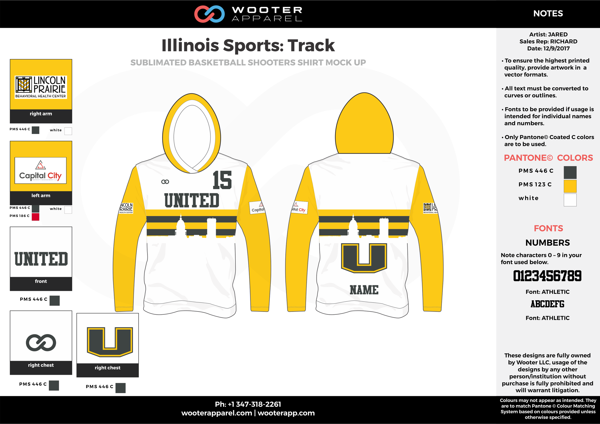 Illinois Sports Track Black Yellow and White Sublimated Track Uniforms Hoodie