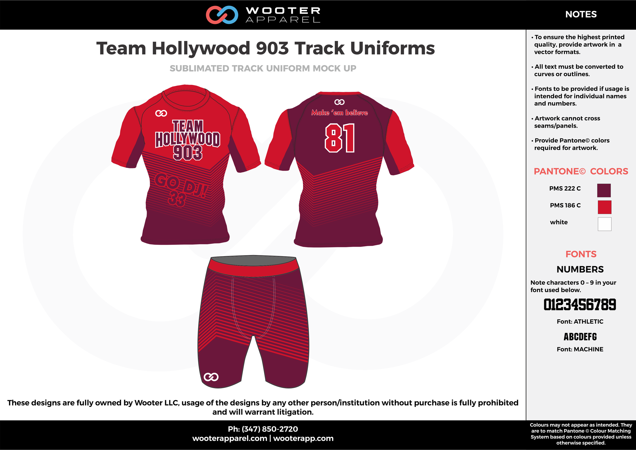Team Hollywoods 903 Track Uniforms Maroon Red and white Sublimated Compression Track Uniforms Shirts and short