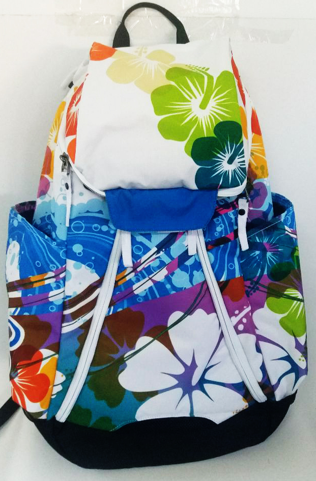 Blue Red Yellow Purple Green and White basketball backpack