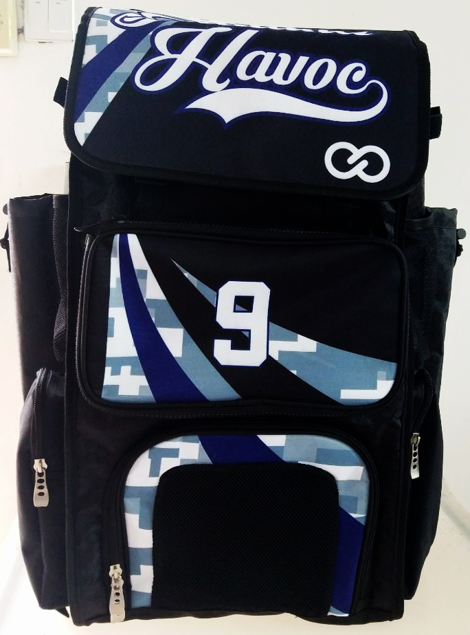 Havoc Black Blue Sky Blue and White Baseball Bag