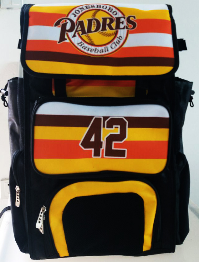 PADRES Black Yellow Brown Red and White Baseball Bag