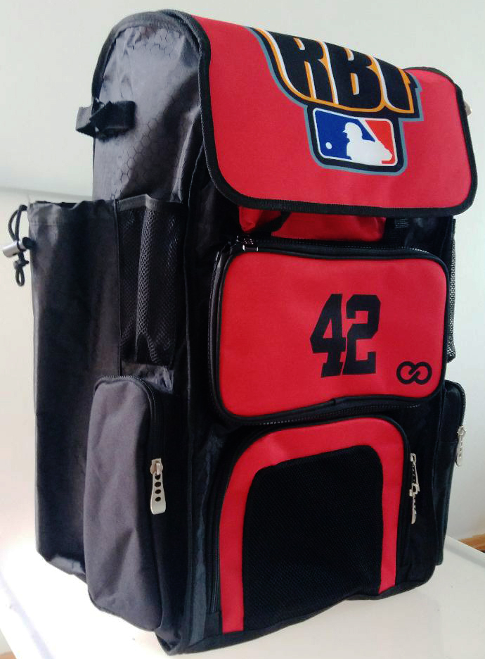 RBI Red Black Blue and White Baseball Backpack