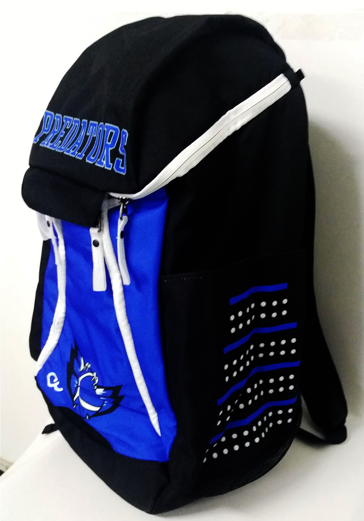 Blue Black and White Basketball Backpack