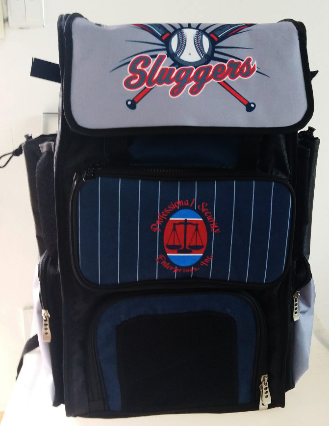 Sluggers Black Blue Red Gray and White Baseball Bag