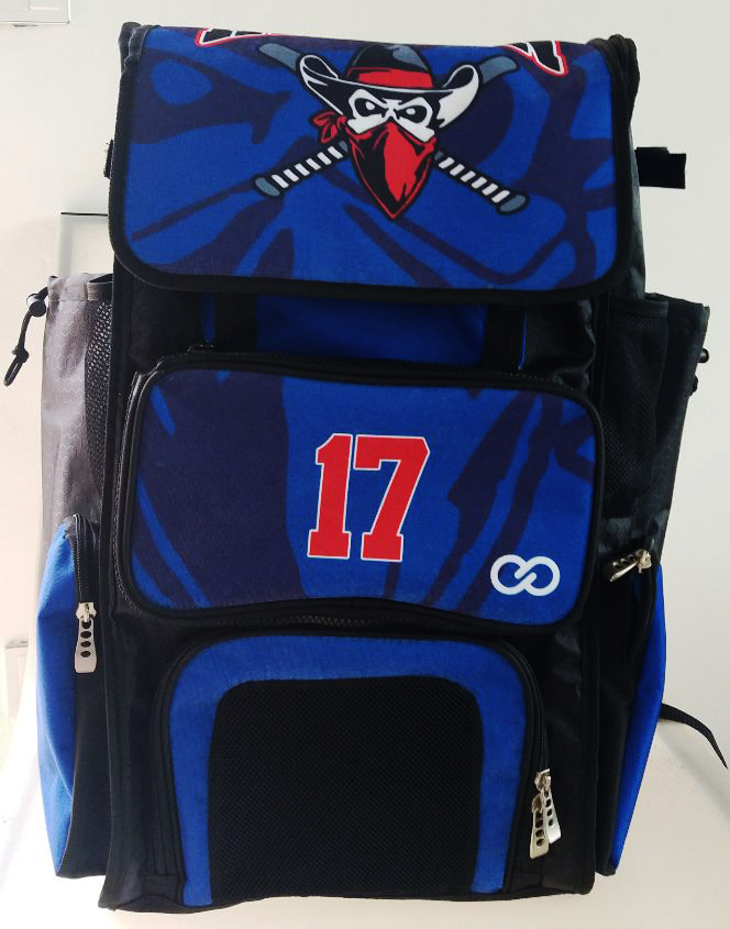 Blue Black White and Red Baseball Bag