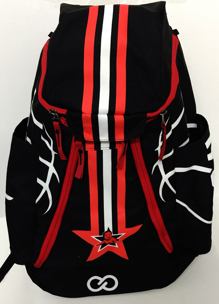 Black Red and White Basketball Backpack