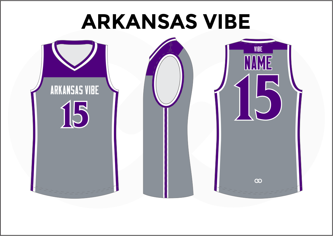 ARKANSAS VIBE Violet Gray White Kids Basketball Jerseys