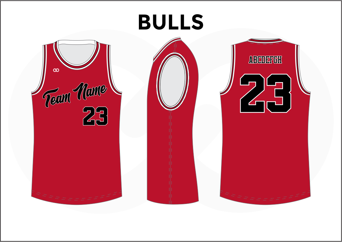BULLS Red White and Black Kids Basketball Jerseys