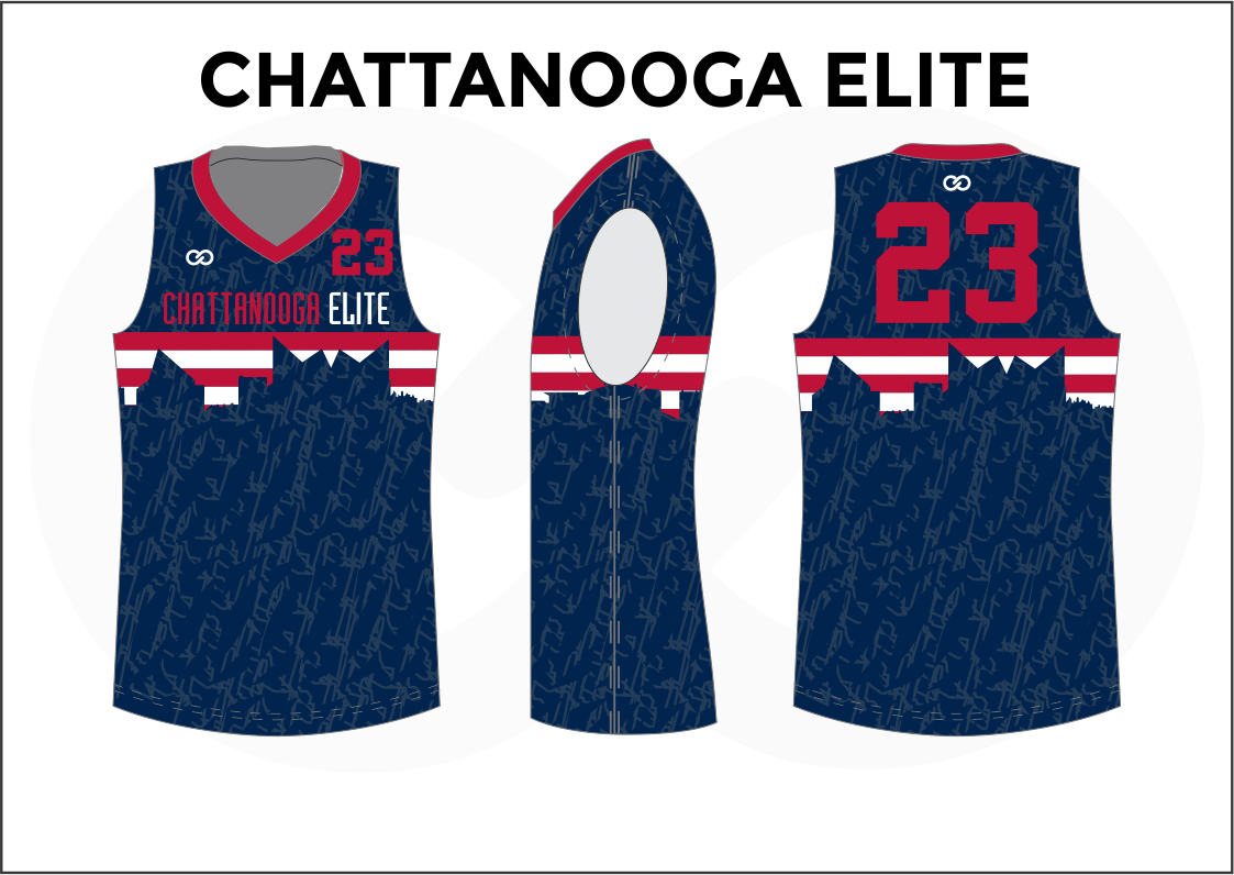 CHATTANOOGA ELITE Blue Red and White Kids Basketball Jerseys