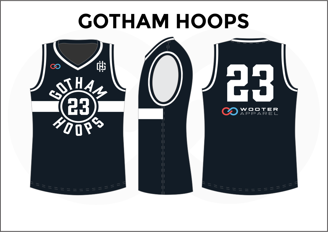GOTHAM HOOPS Blue Black Red and White Kids Basketball Jerseys