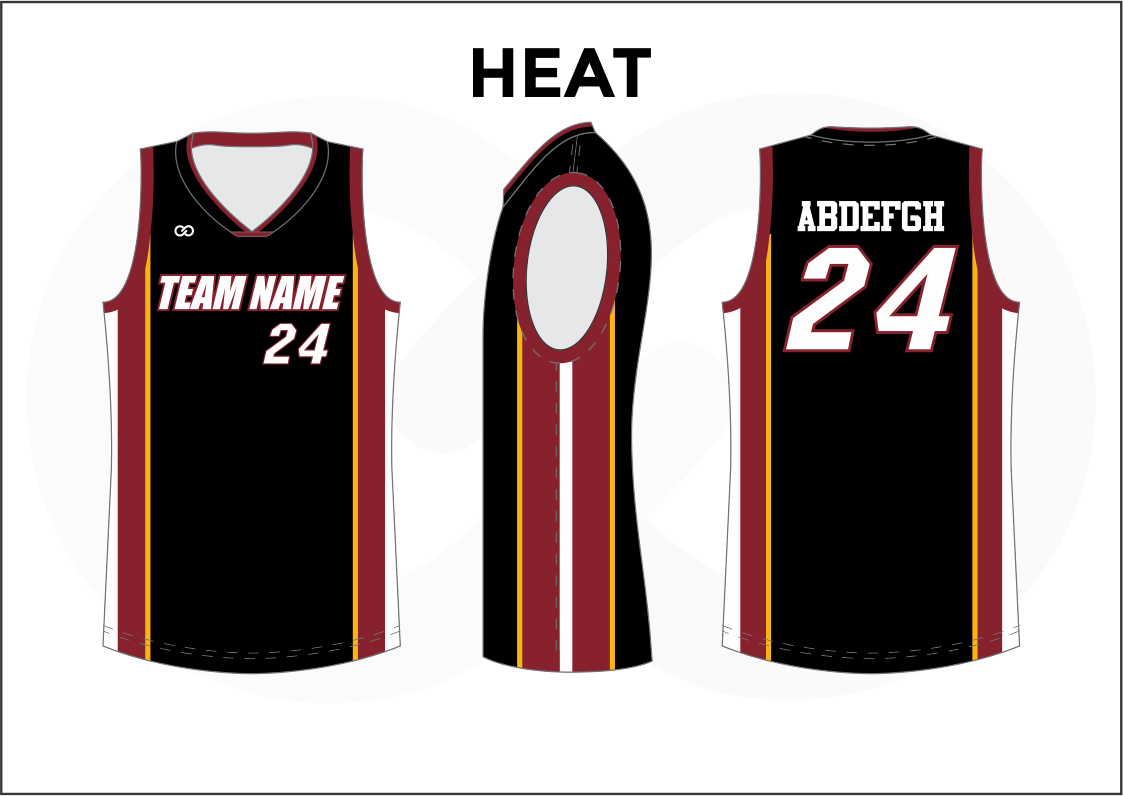 HEAT Black Red Yellow and White Kids Basketball Jerseys